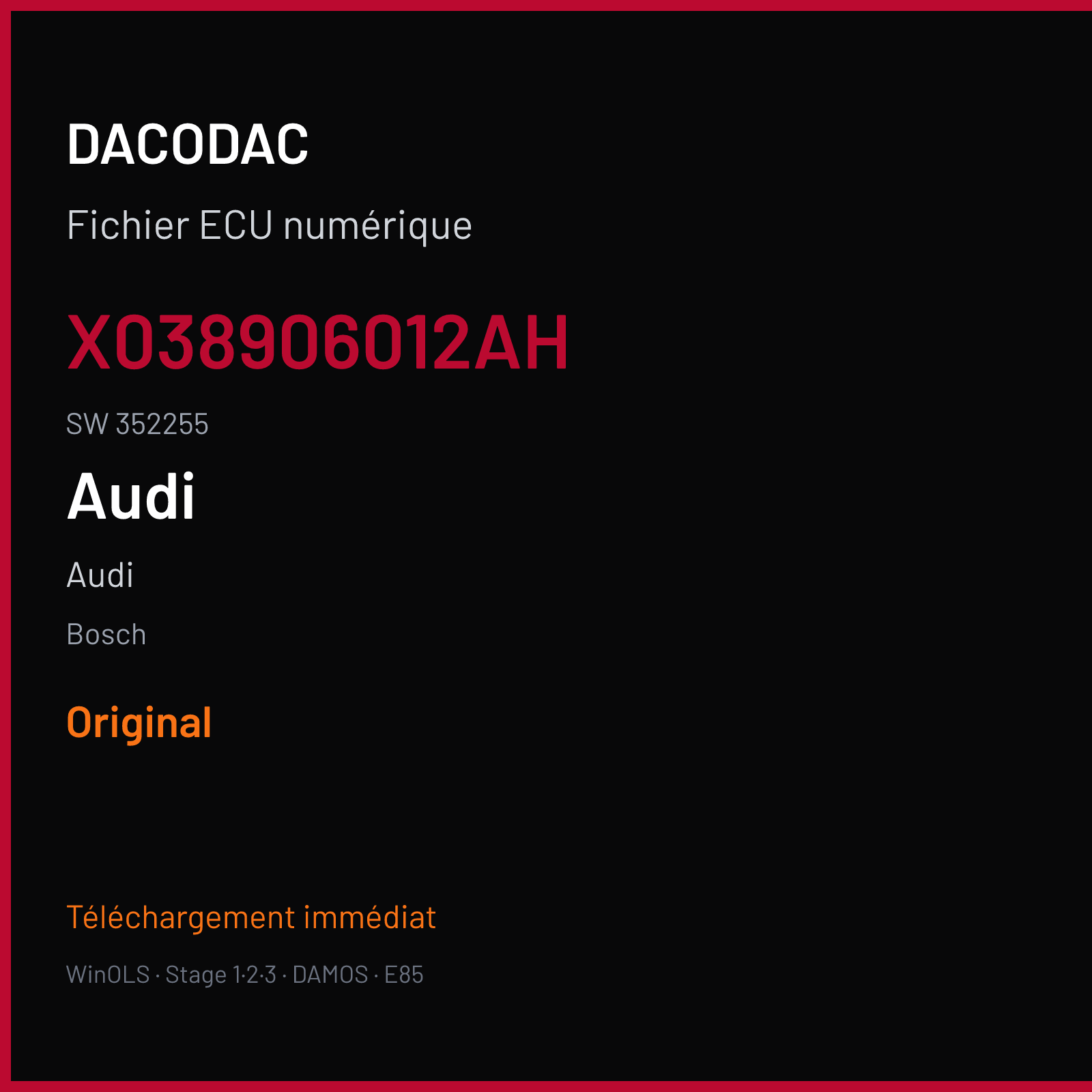 Audi — Bosch — X038906012AH · 352255 — Original