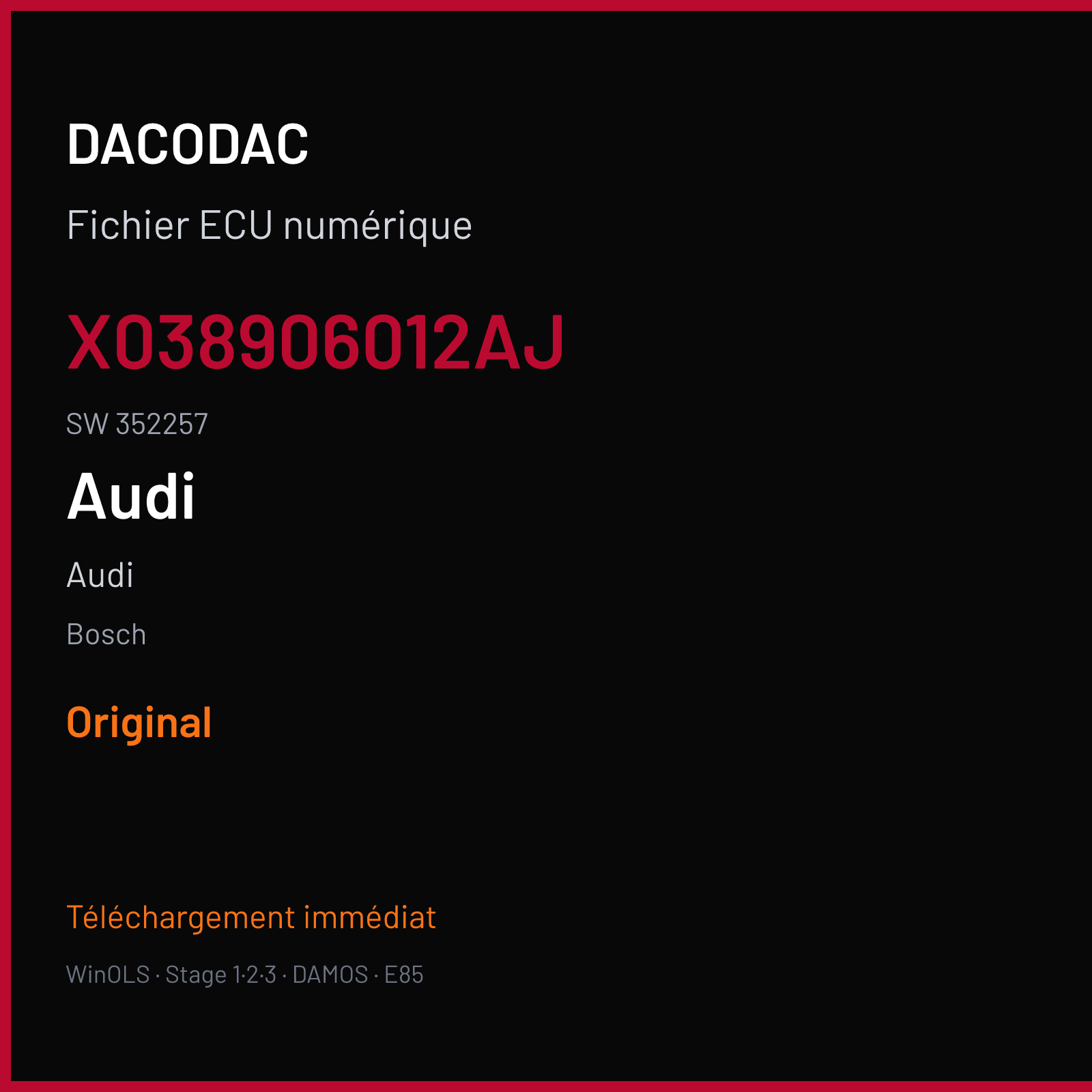 Audi — Bosch — X038906012AJ · 352257 — Original