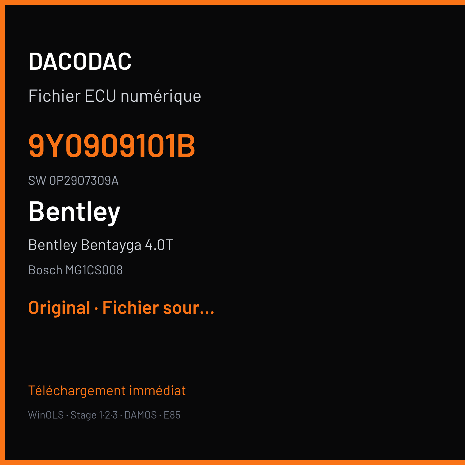 Bentley Bentayga 4.0T 550 ch (2020) — Bosch MG1CS008 — 9Y0909101B · 0P2907309A · 043041 — Original