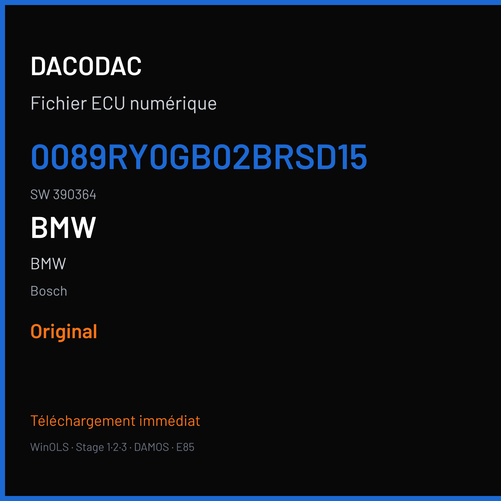 BMW — Bosch — 0089RY0GB02BRSD15 · 390364 — Original