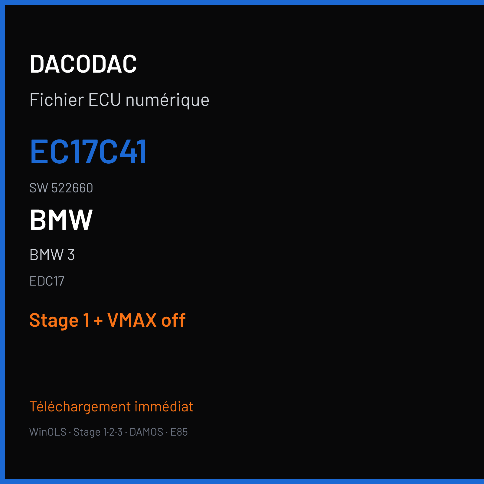 BMW 3 (2010) — EDC17 — EC17C41 · 522660 — Stage 1 + VMAX off
