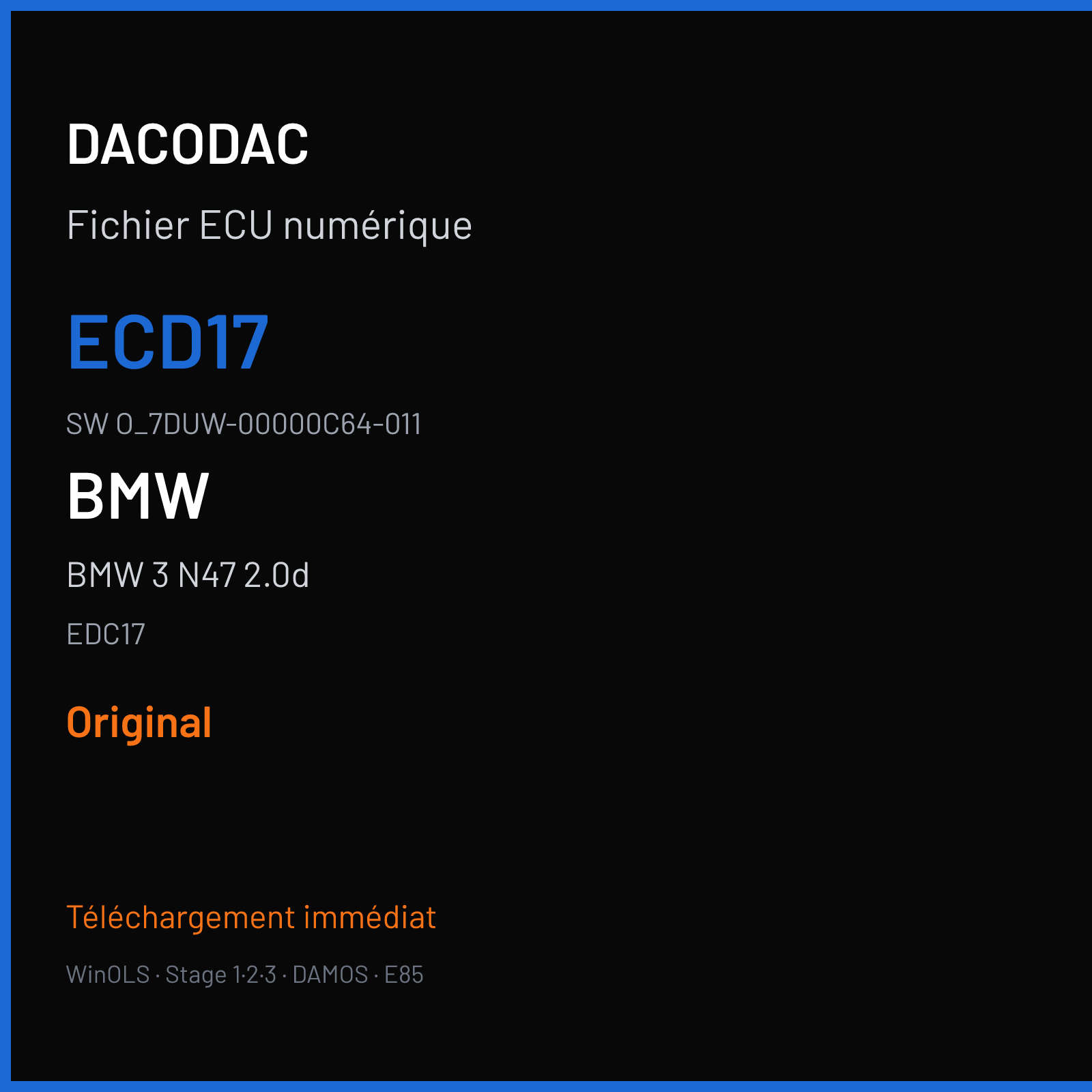 BMW 3 N47 2.0d (2012) — EDC17 — ECD17 · O_7DUW-00000C64-011 — Original