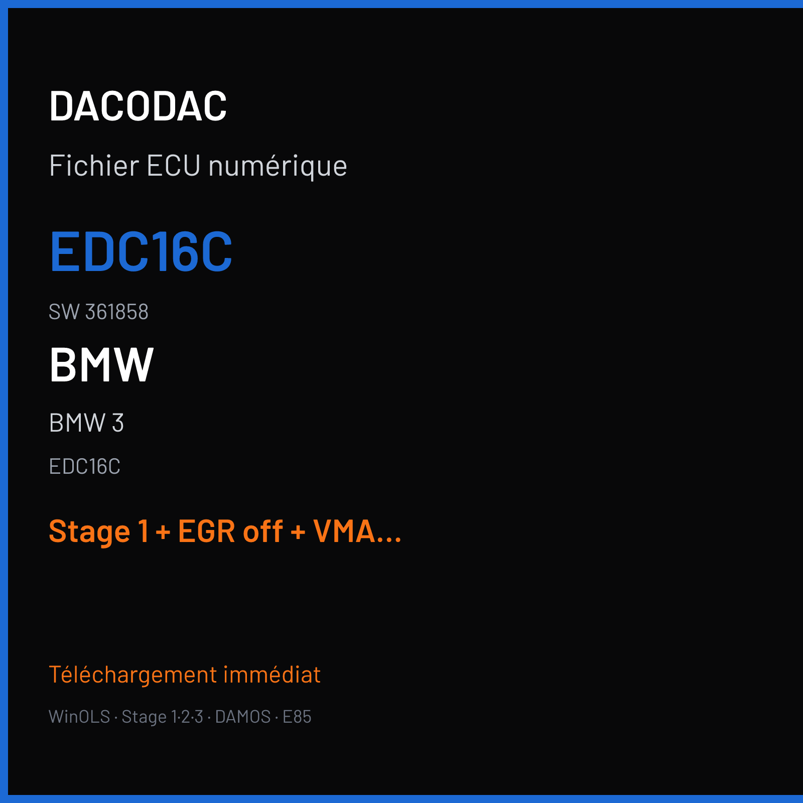 BMW 3 (2004) — EDC16C — EDC16C · 361858 — Stage 1 + EGR off + VMAX off
