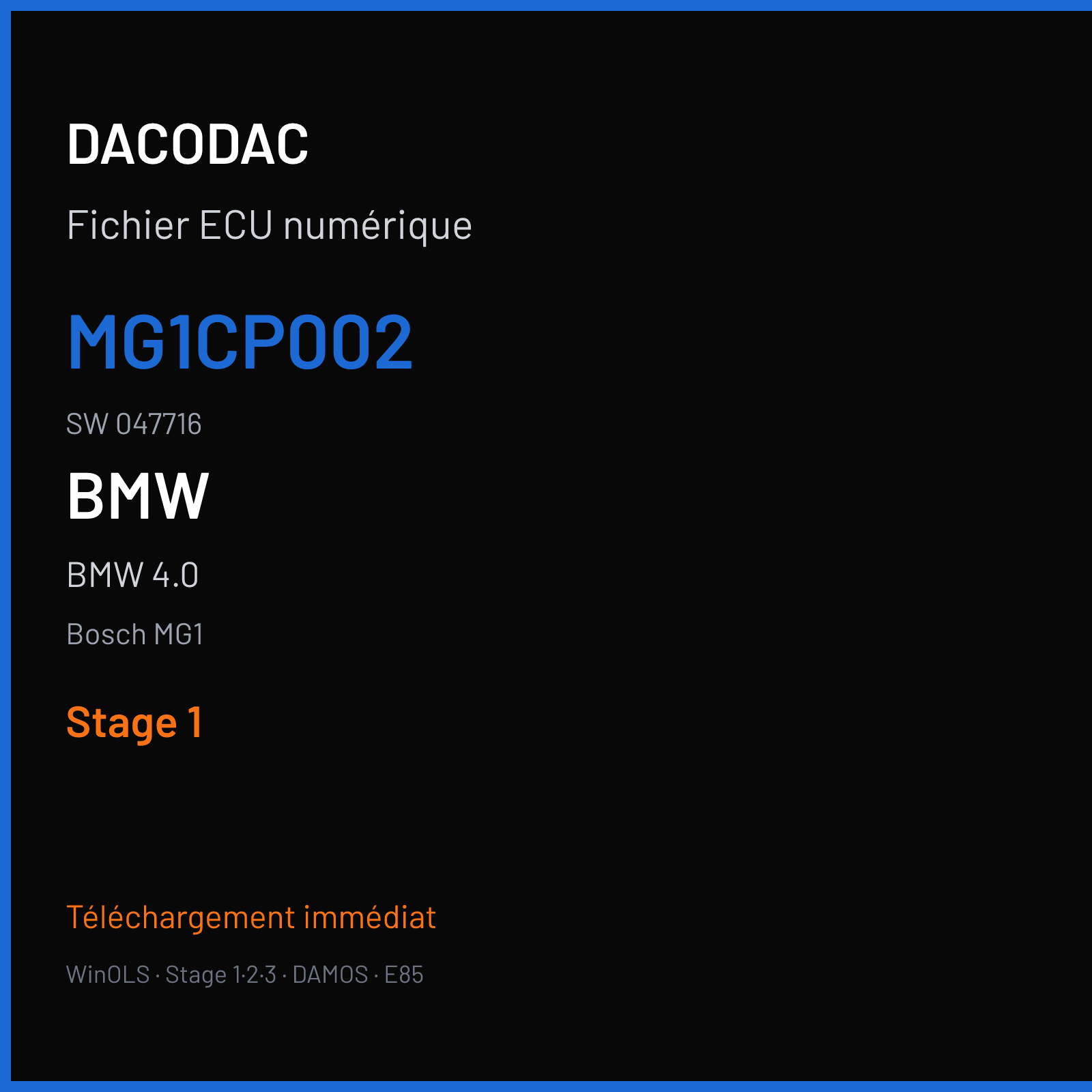 BMW 4.0 (2019) — Bosch MG1 — MG1CP002 · 047716 — Stage 1