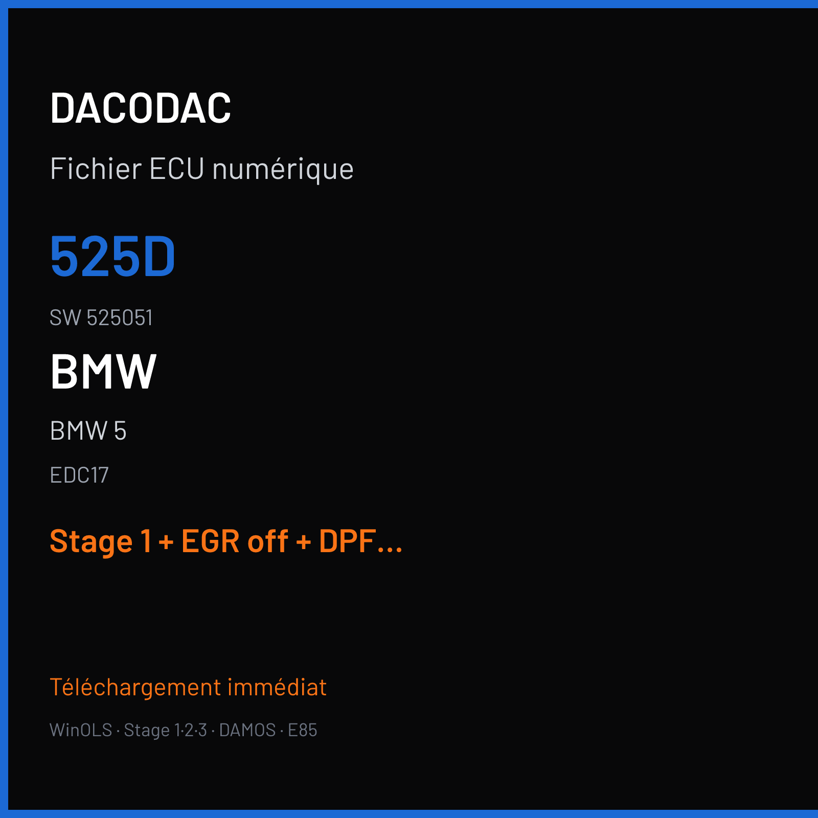 BMW 5 (2012) — EDC17 — 525D · 525051 — Stage 1 + EGR off + DPF off