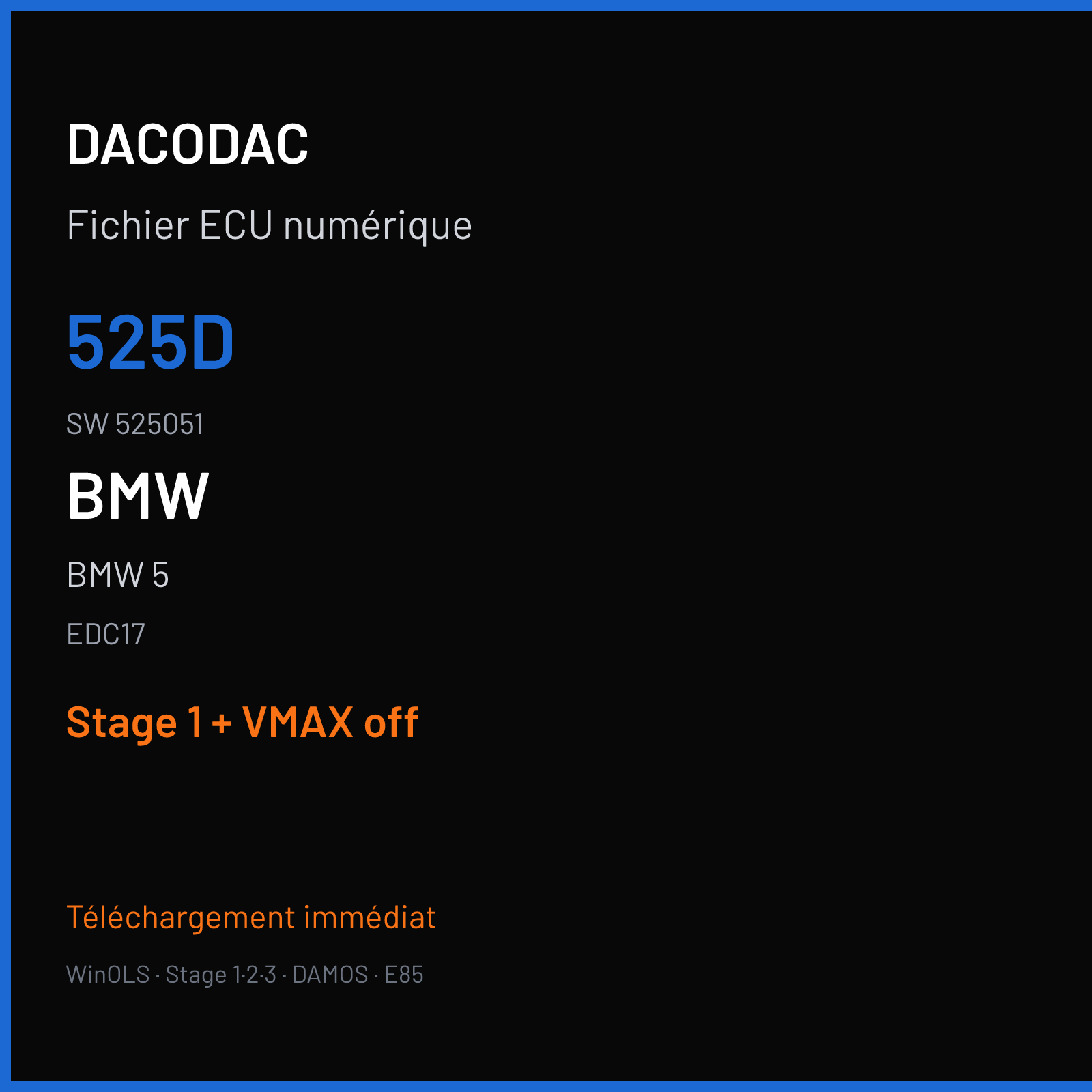 BMW 5 (2012) — EDC17 — 525D · 525051 — Stage 1 + VMAX off