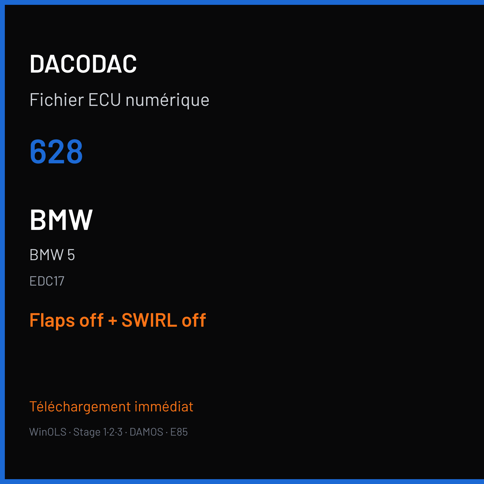 BMW 5 (2015) — EDC17 — 628 — Flaps off + SWIRL off