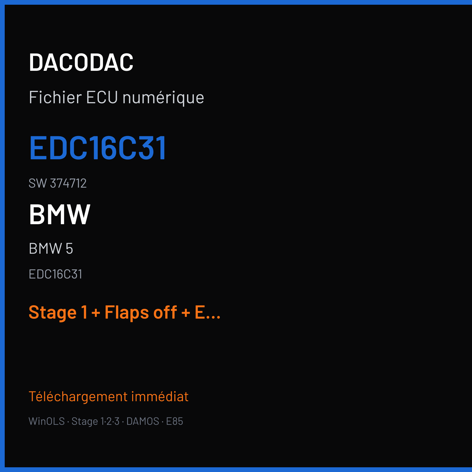 BMW 5 (2005) — EDC16C31 — EDC16C31 · 374712 — Stage 1 + Flaps off + EGR off + DPF off