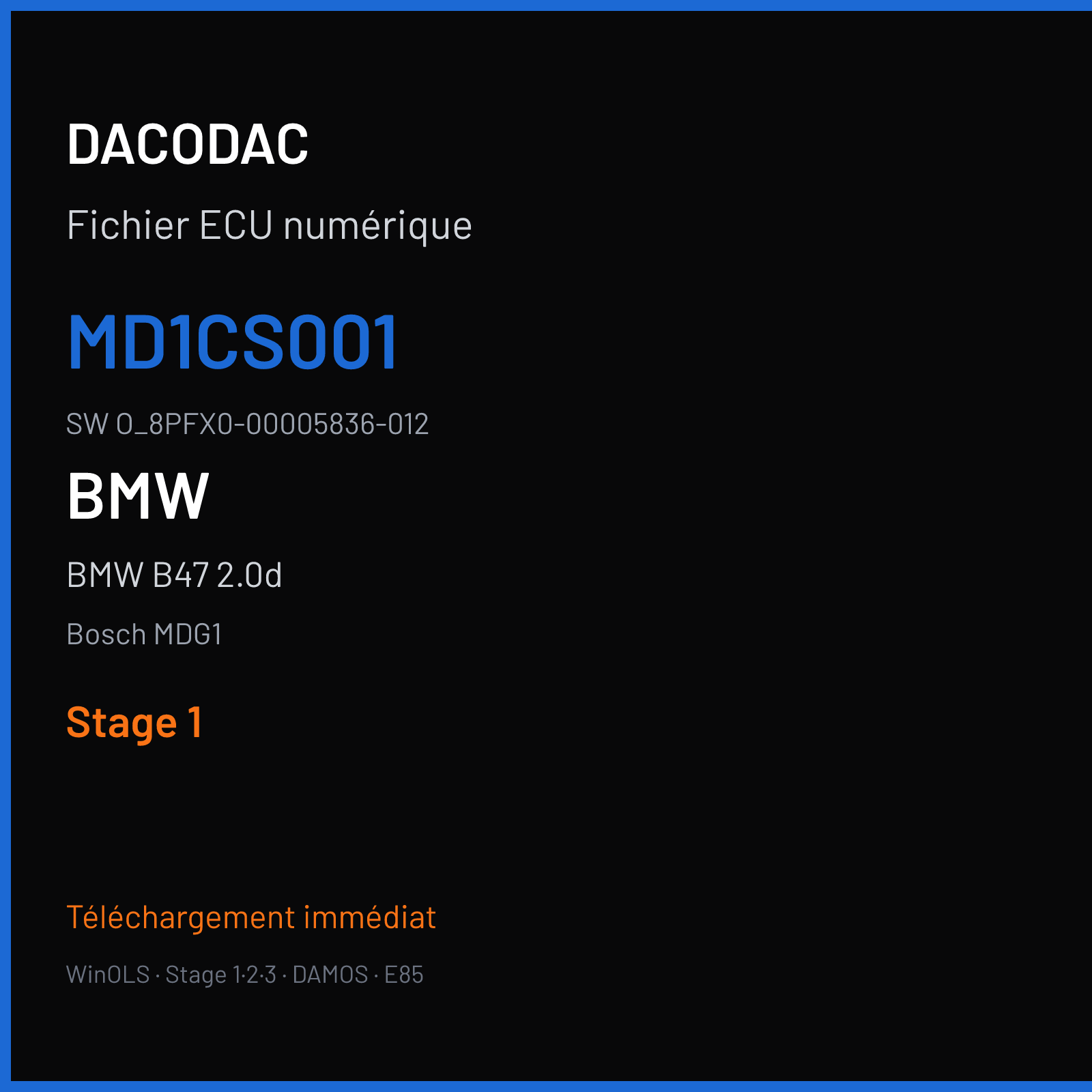 BMW B47 2.0d — Bosch MDG1 — MD1CS001 · O_8PFX0-00005836-012 — Stage 1