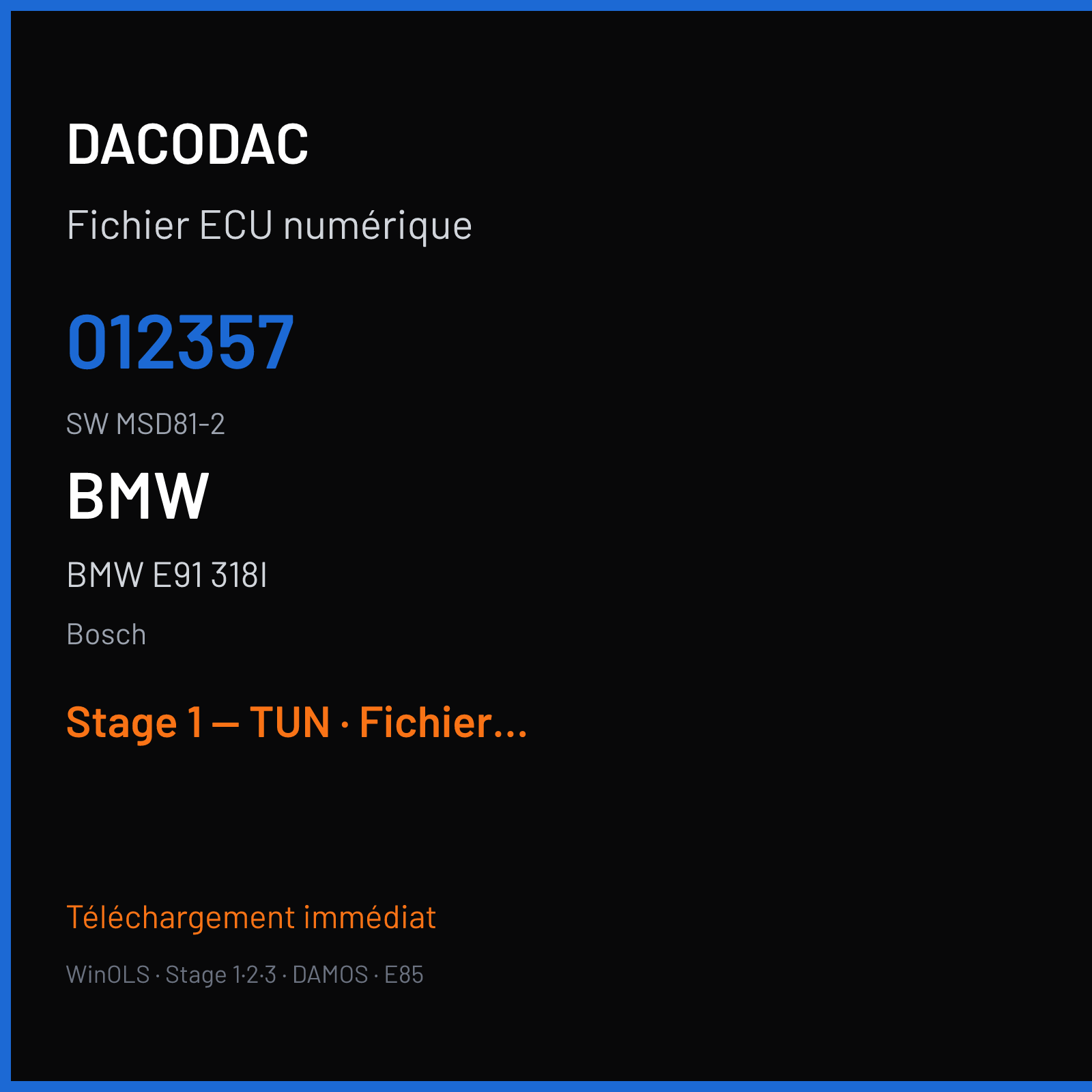 BMW E91 318I (2009) — Bosch — 012357 · MSD81-2 — Stage 1 — TUN