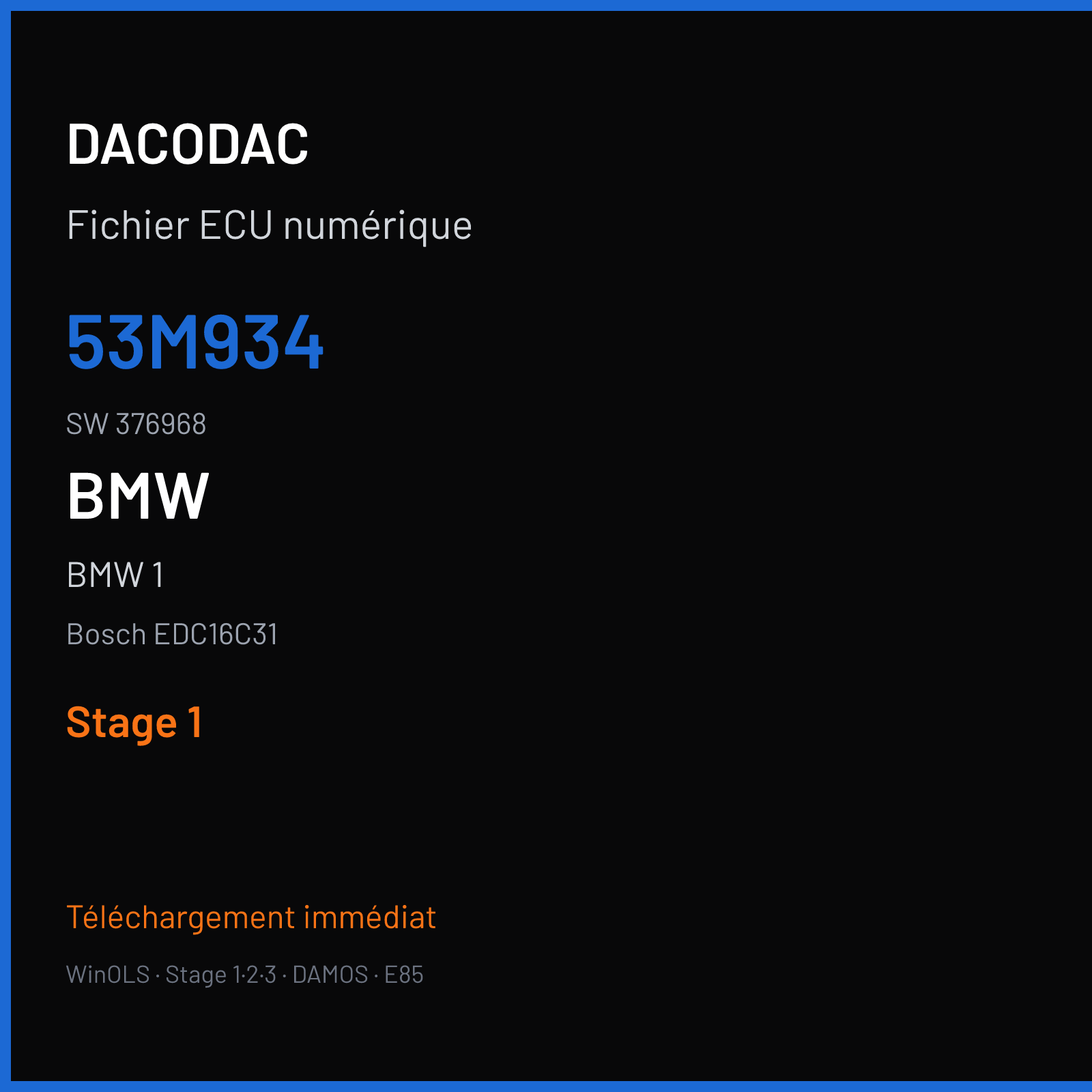 BMW 1 (2005) — Bosch EDC16C31 — 53M934 · 376968 — Stage 1