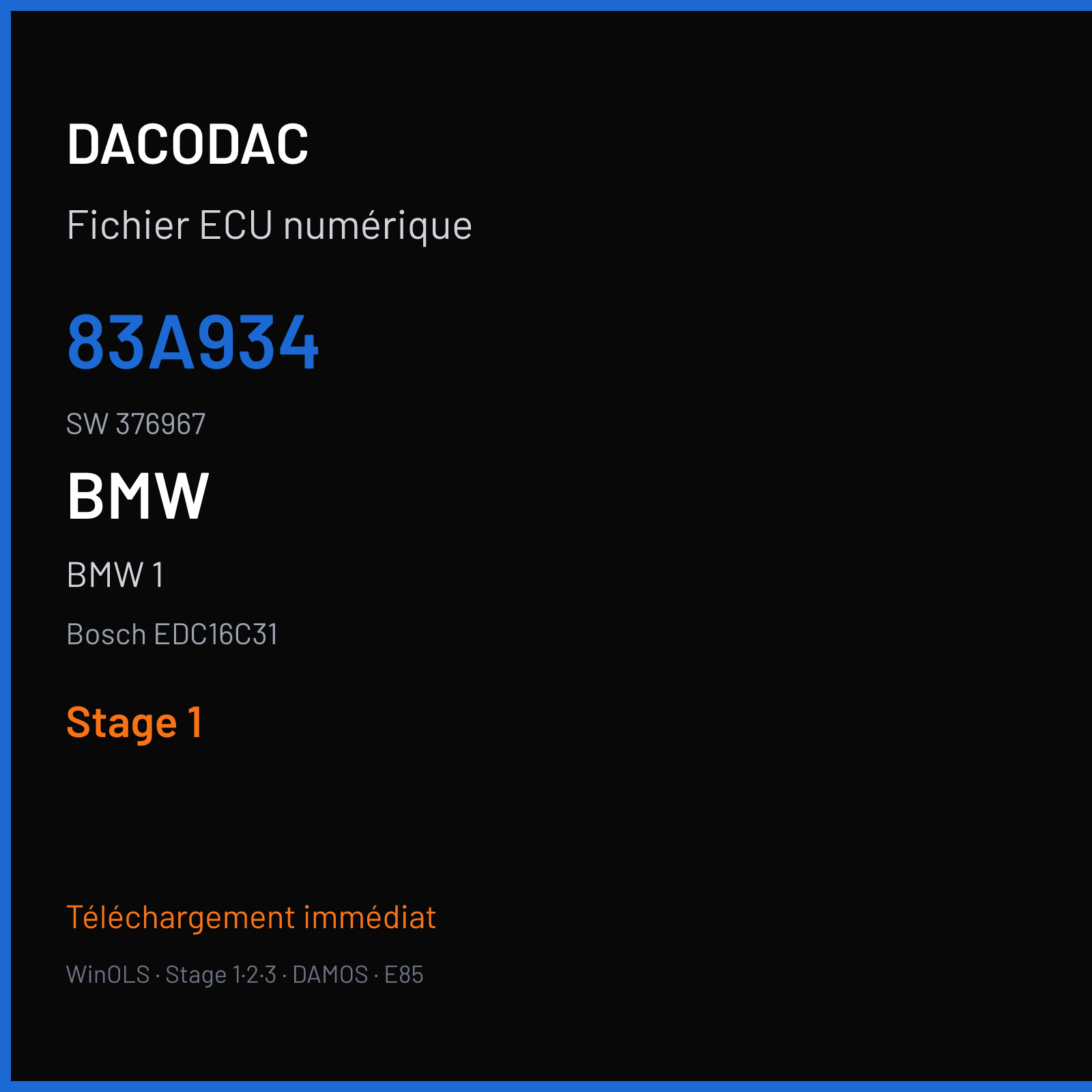 BMW 1 (2008) — Bosch EDC16C31 — 83A934 · 376967 — Stage 1