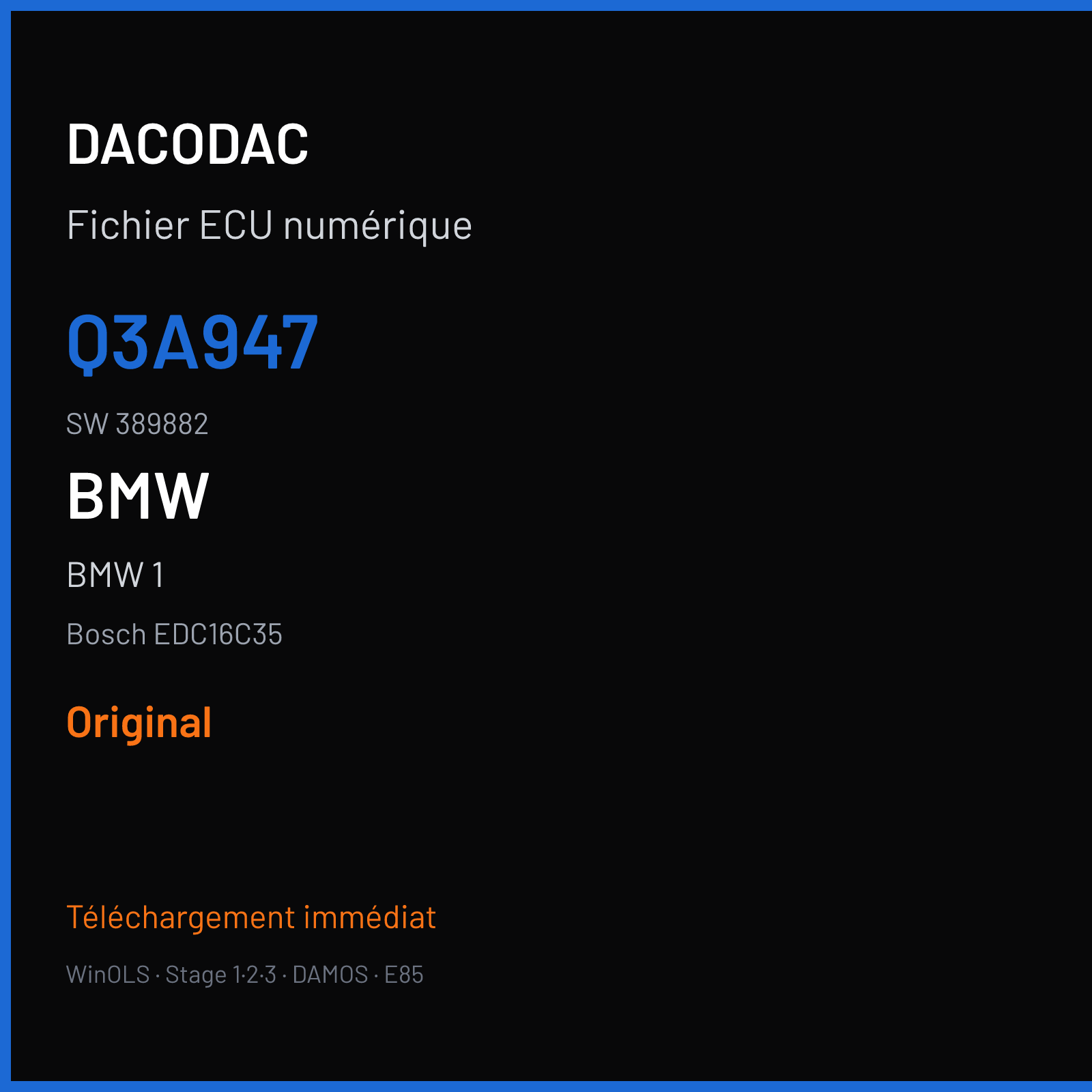 BMW 1 (2006) — Bosch EDC16C35 — Q3A947 · 389882 — Original
