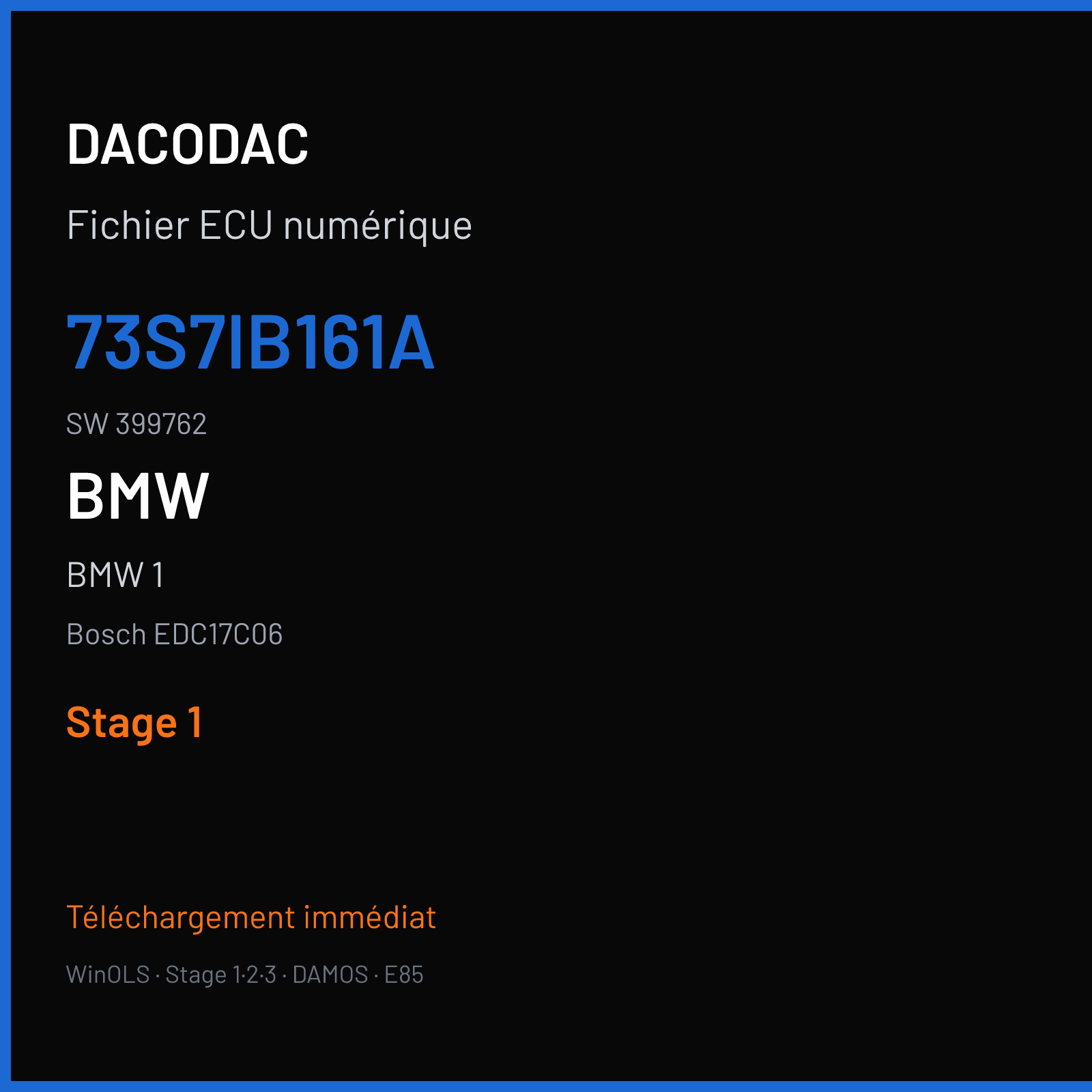 BMW 1 — Bosch EDC17C06 — 73S7IB161A · 399762 — Stage 1