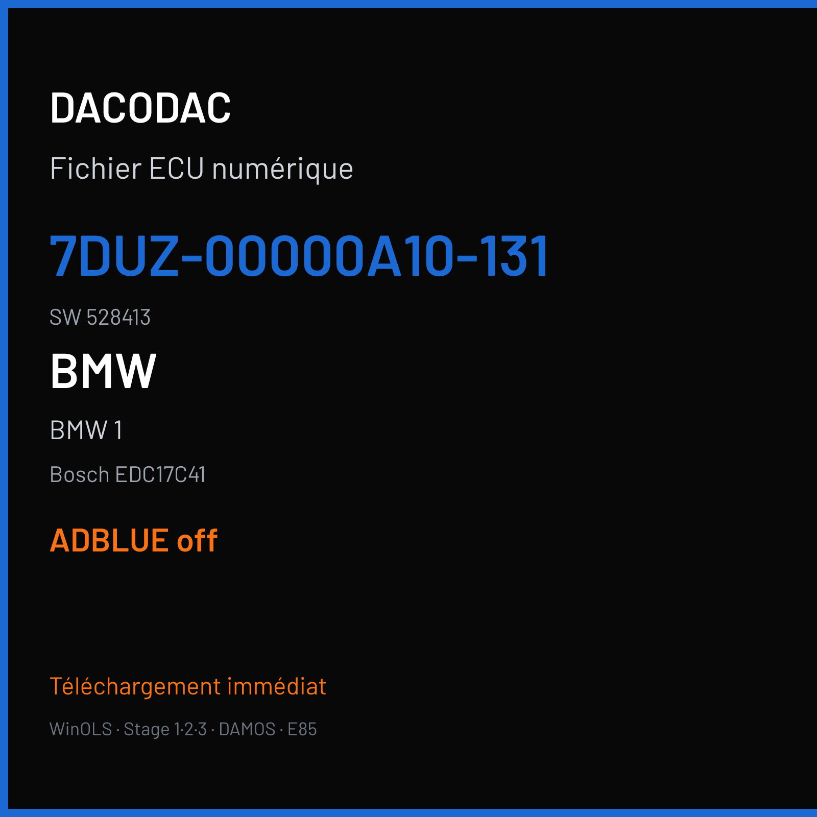 BMW 1 — Bosch EDC17C41 — 7DUZ-00000A10-131 · 528413 — ADBLUE off