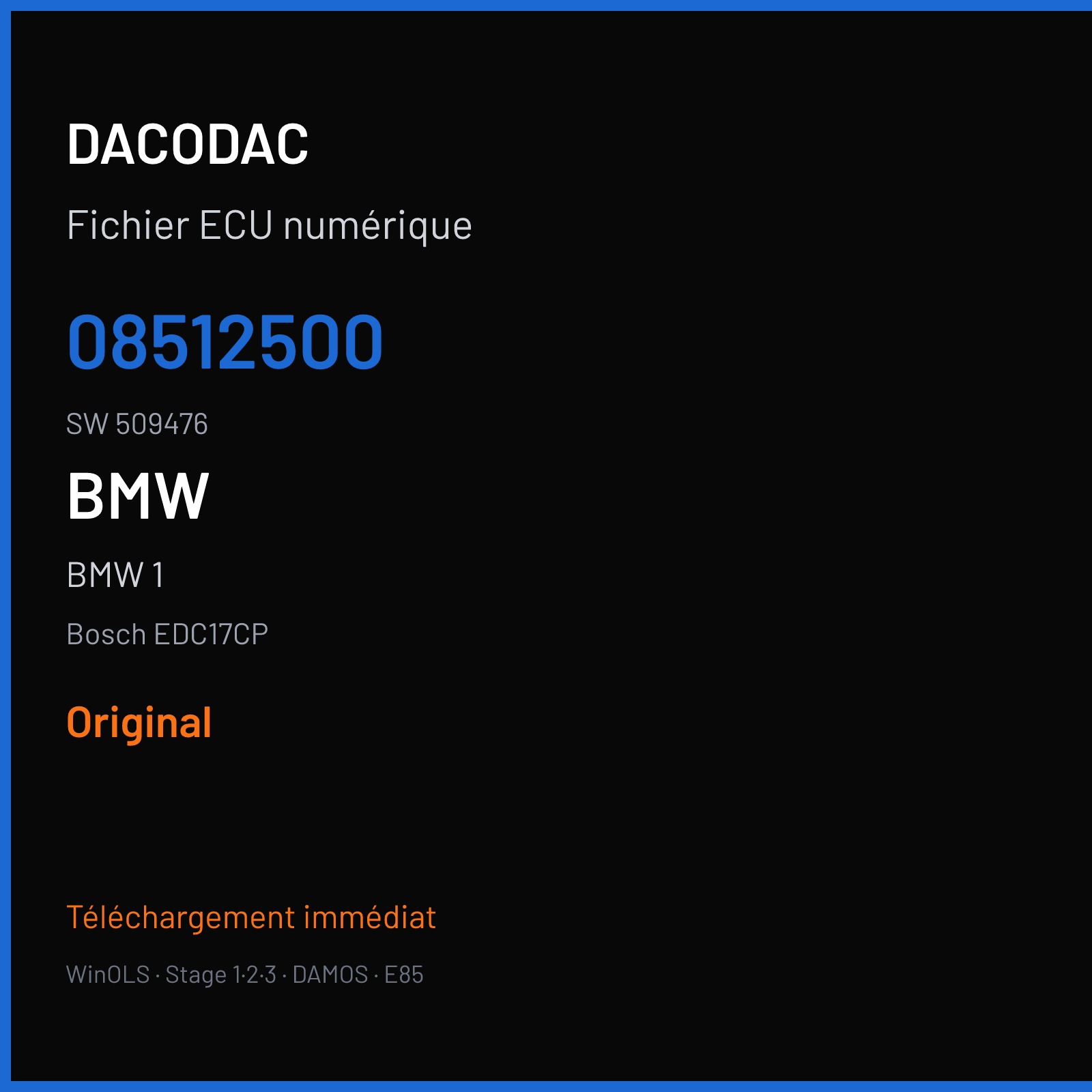 BMW 1 (2008) — Bosch EDC17CP — 08512500 · 509476 — Original