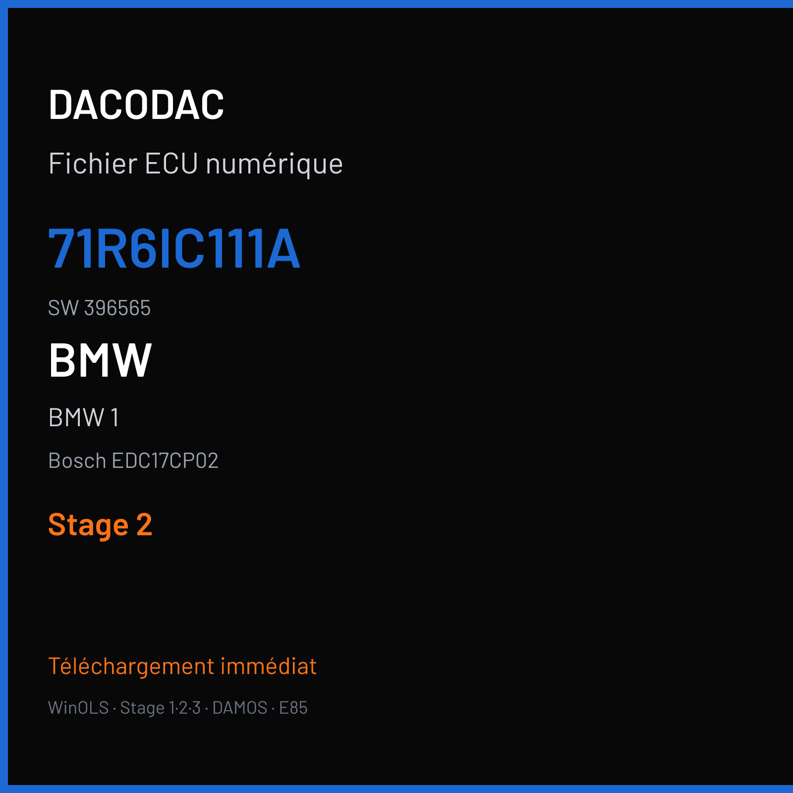 BMW 1 (2008) — Bosch EDC17CP02 — 71R6IC111A · 396565 — Stage 2