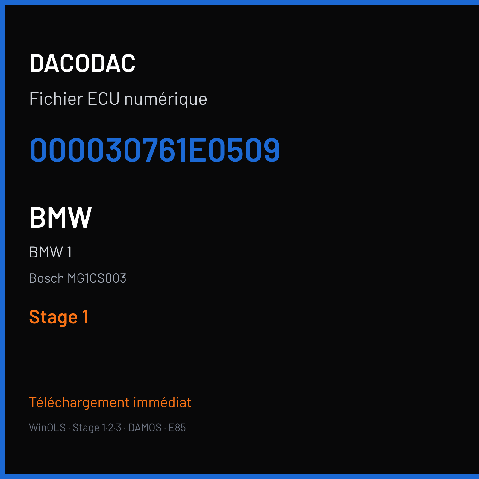 BMW 1 — Bosch MG1CS003 — 000030761E0509 — Stage 1