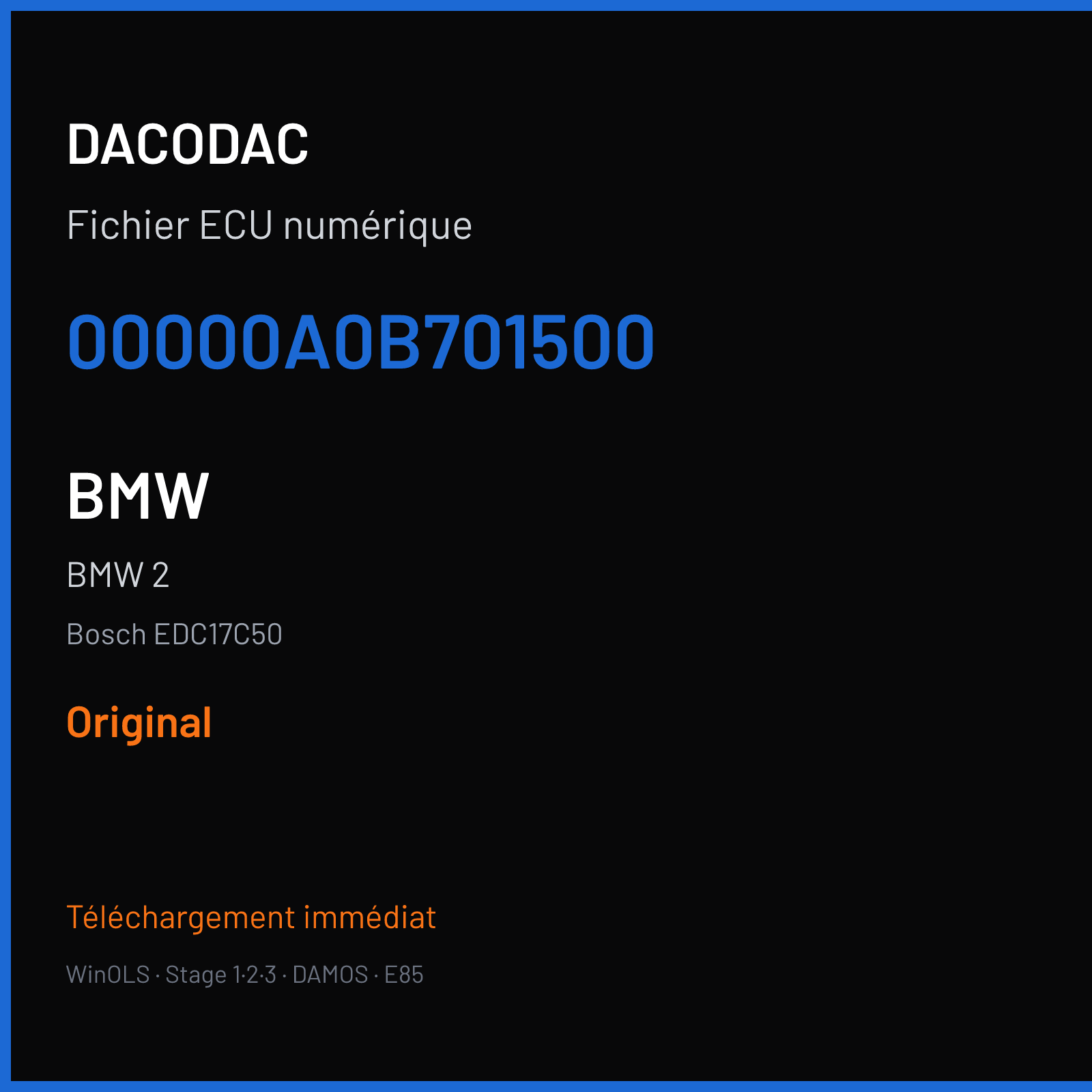 BMW 2 (2017) — Bosch EDC17C50 — 00000A0B701500 — Original