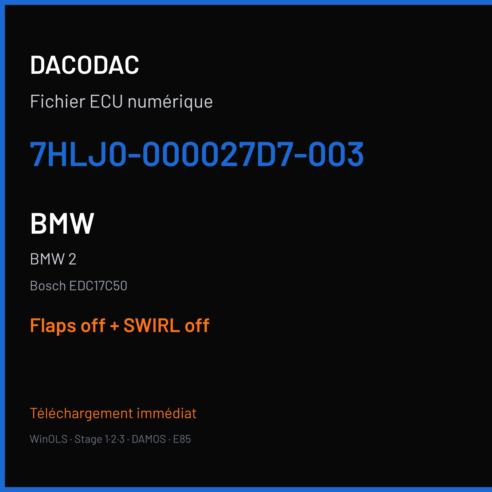 BMW 2 (2014) — Bosch EDC17C50 — 7HLJ0-000027D7-003 — Flaps off + SWIRL off