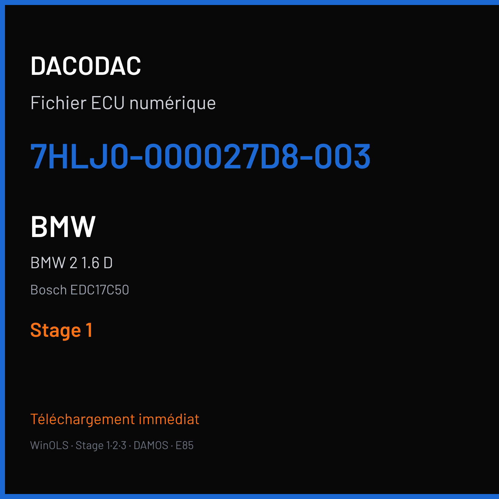 BMW 2 1.6 D (2014) — Bosch EDC17C50 — 7HLJ0-000027D8-003 — Stage 1