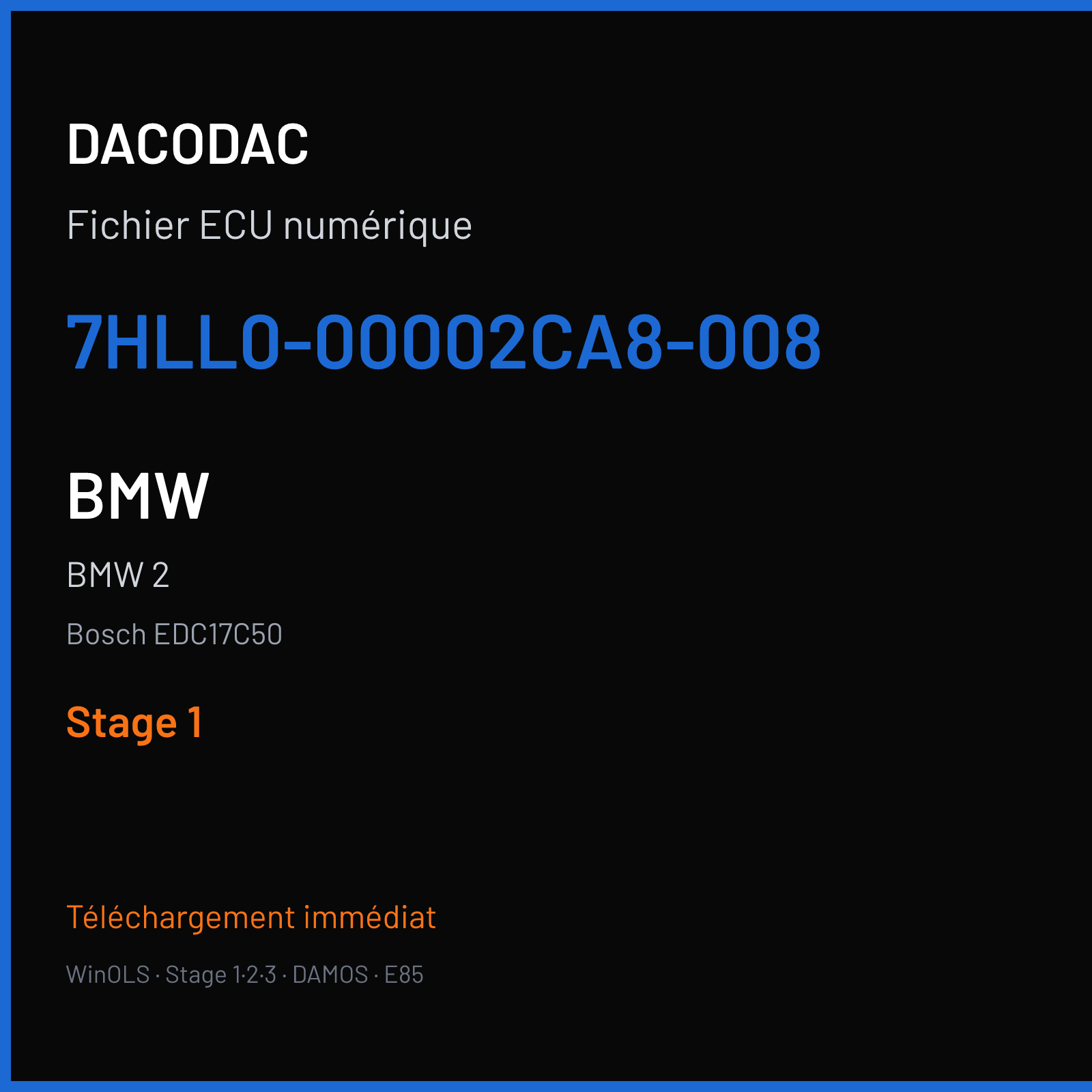 BMW 2 — Bosch EDC17C50 — 7HLL0-00002CA8-008 — Stage 1