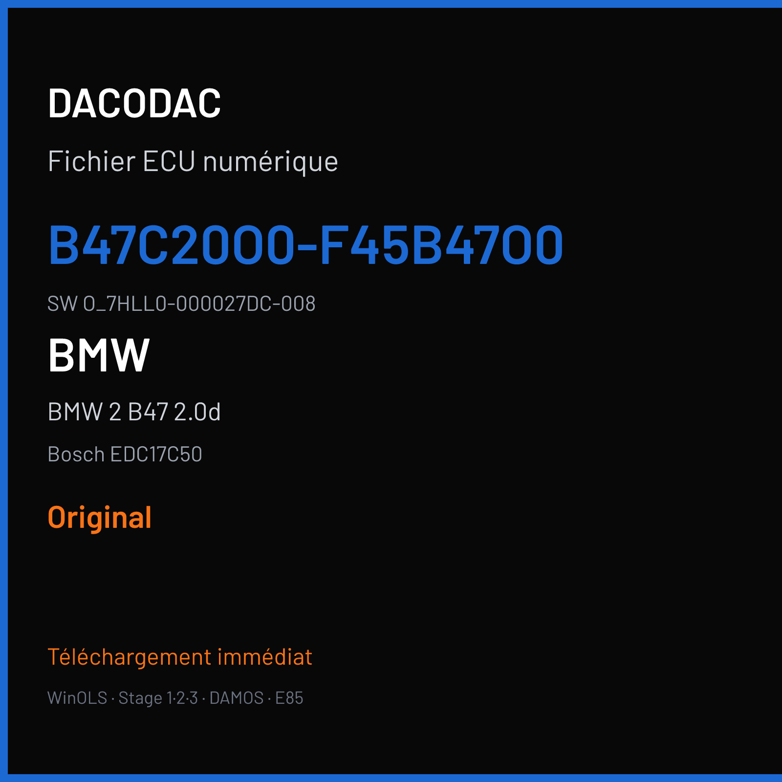 BMW 2 B47 2.0d (2016) — Bosch EDC17C50 — B47C20O0-F45B47O0 · O_7HLL0-000027DC-008 — Original