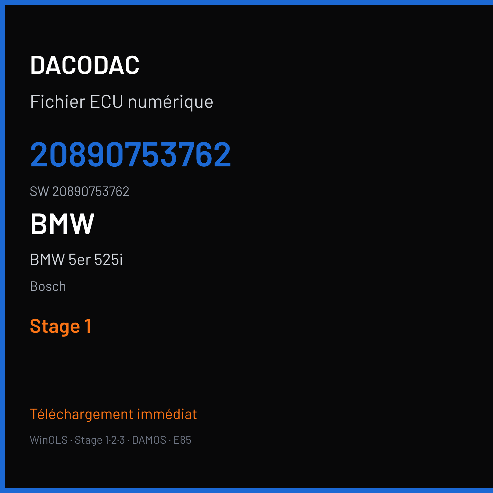 BMW 5er 525i 192 ch (1992) — Bosch — 20890753762 · 20890753762 · 357098 — Stage 1