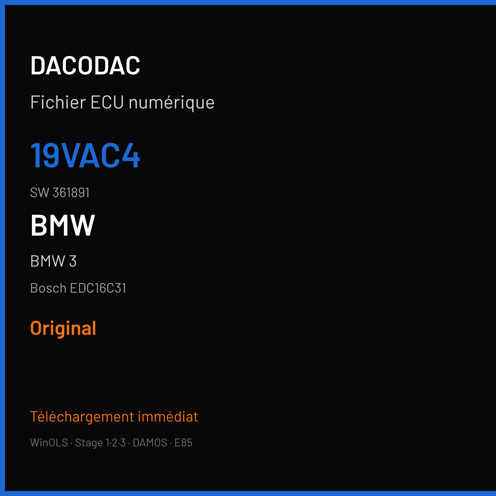 BMW 3 (2004) — Bosch EDC16C31 — 19VAC4 · 361891 — Original