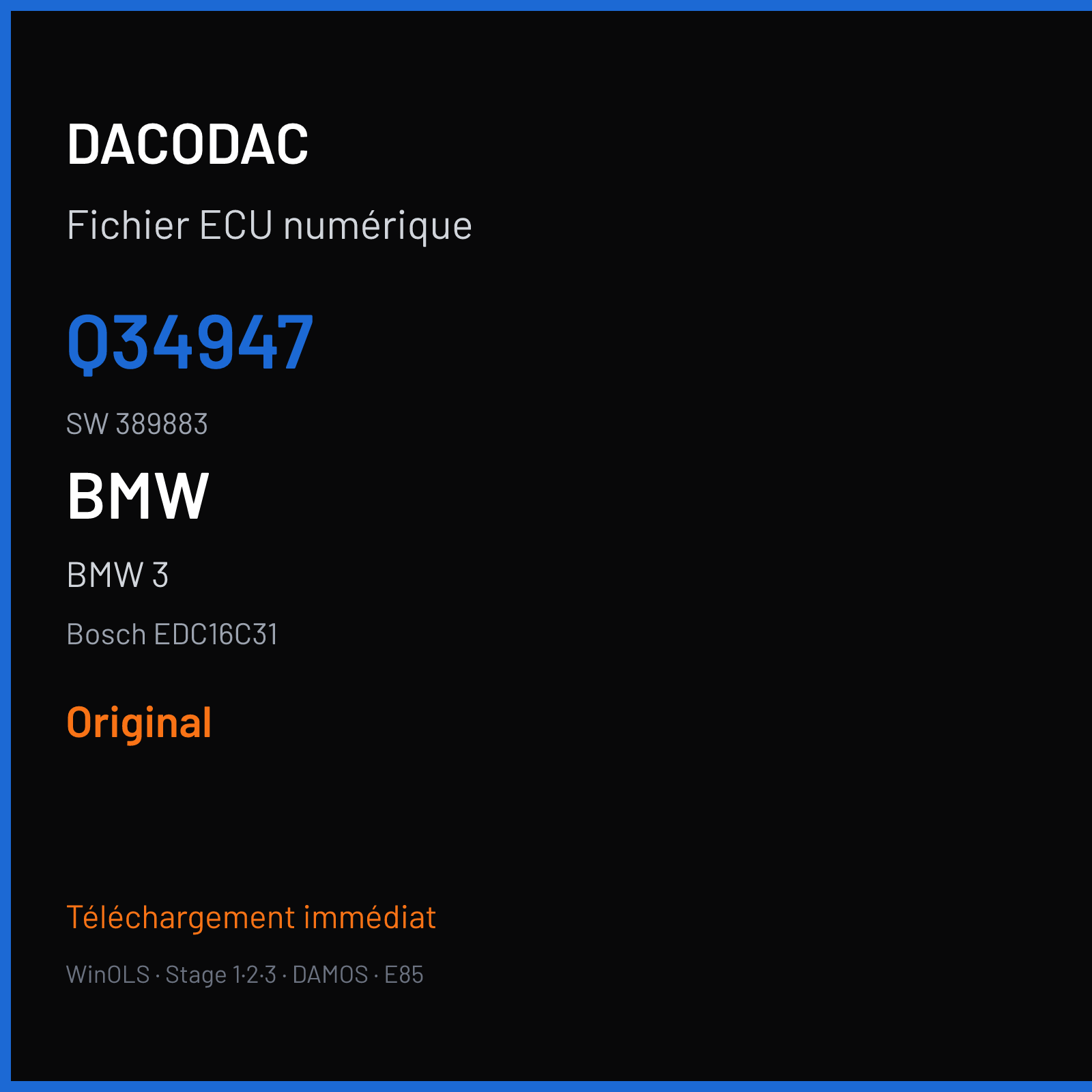 BMW 3 (2005) — Bosch EDC16C31 — Q34947 · 389883 — Original