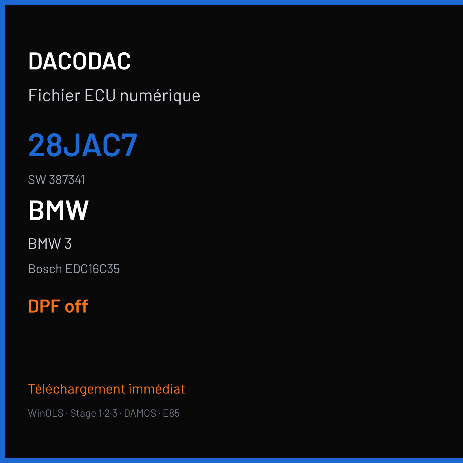 BMW 3 (2007) — Bosch EDC16C35 — 28JAC7 · 387341 — DPF off