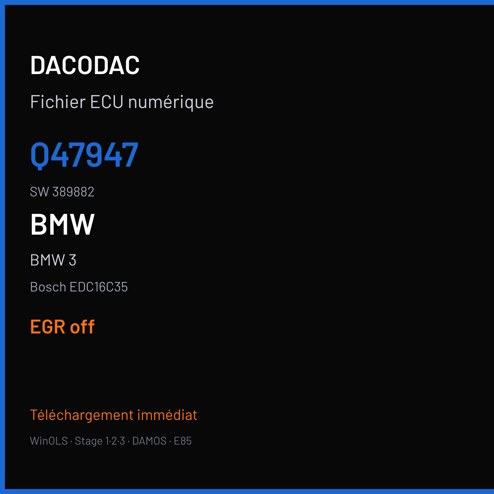 BMW 3 (2006) — Bosch EDC16C35 — Q47947 · 389882 — EGR off