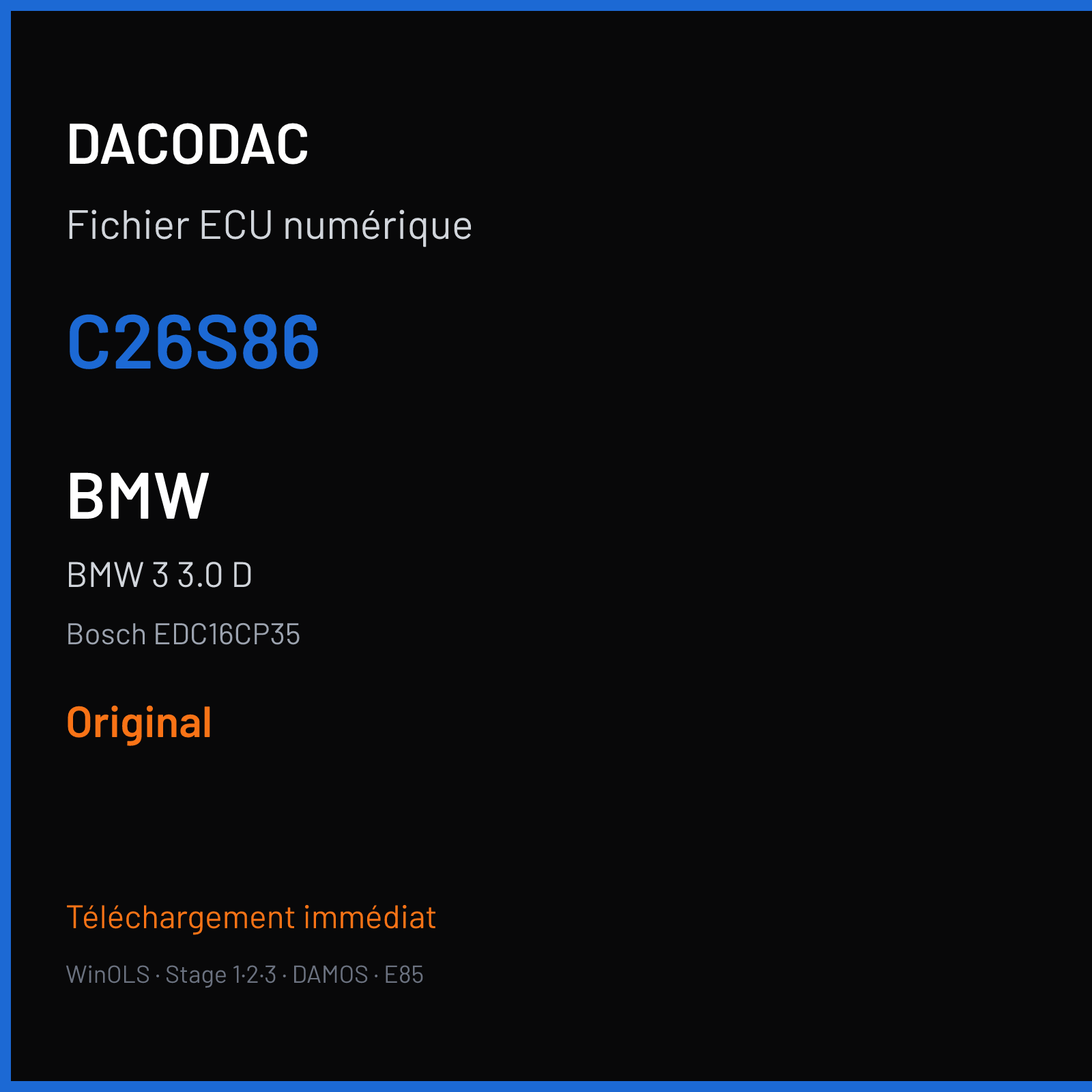 BMW 3 3.0 D (2006) — Bosch EDC16CP35 — C26S86 — Original