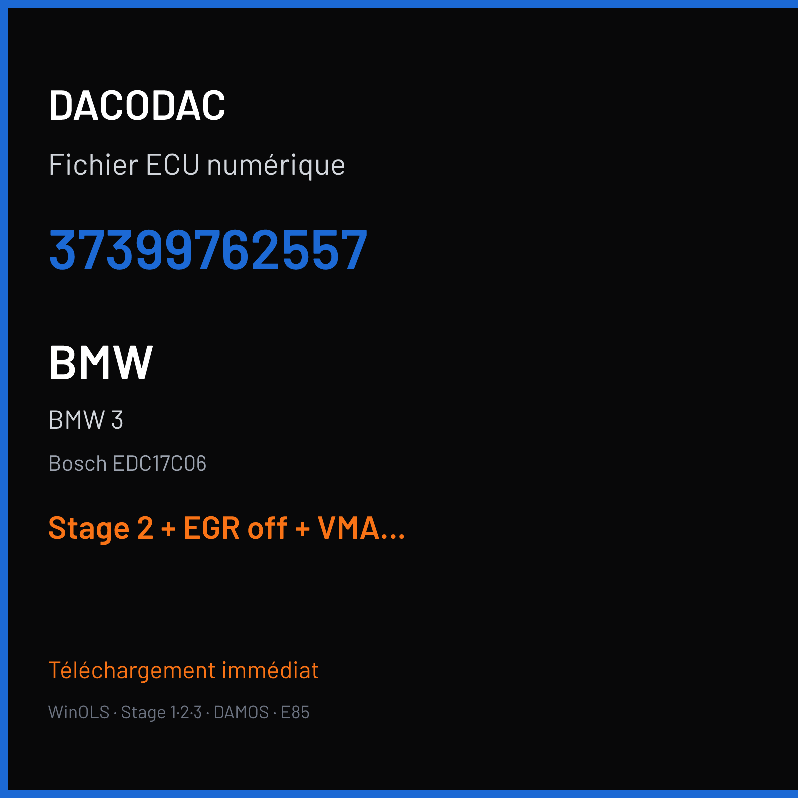BMW 3 (2010) — Bosch EDC17C06 — 37399762557 — Stage 2 + EGR off + VMAX off