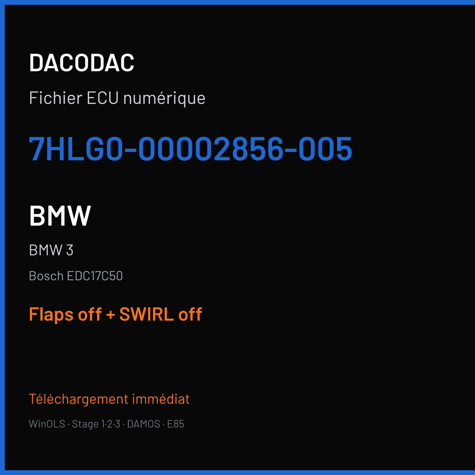 BMW 3 — Bosch EDC17C50 — 7HLG0-00002856-005 — Flaps off + SWIRL off