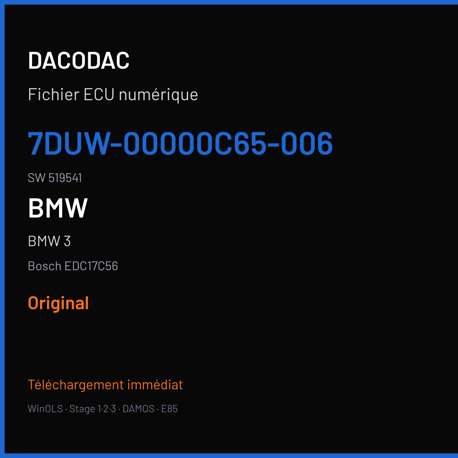 BMW 3 — Bosch EDC17C56 — 7DUW-00000C65-006 · 519541 — Original
