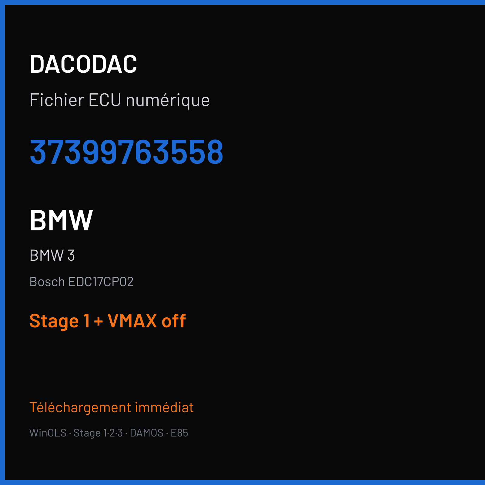 BMW 3 (2009) — Bosch EDC17CP02 — 37399763558 — Stage 1 + VMAX off