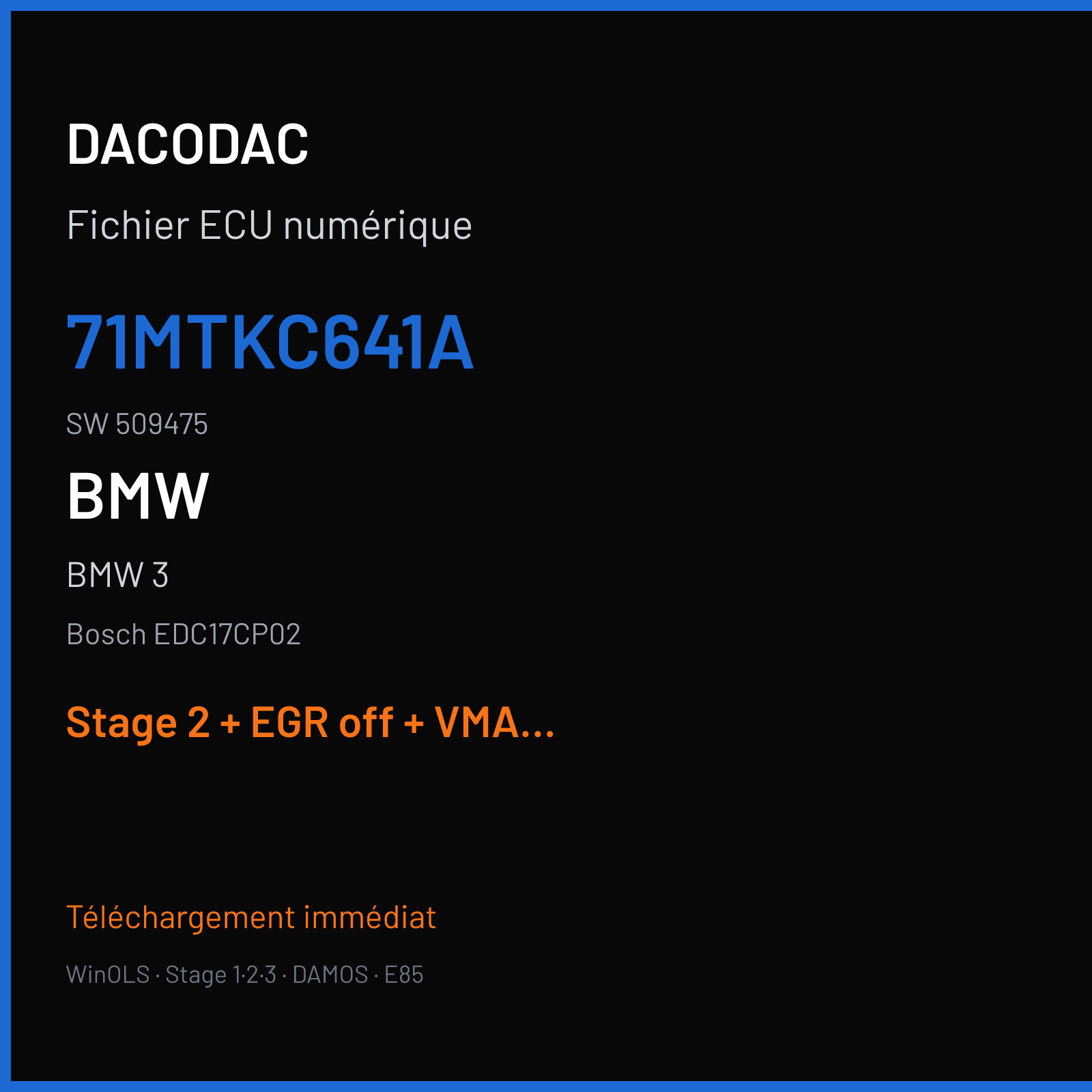 BMW 3 (2009) — Bosch EDC17CP02 — 71MTKC641A · 509475 — Stage 2 + EGR off + VMAX off