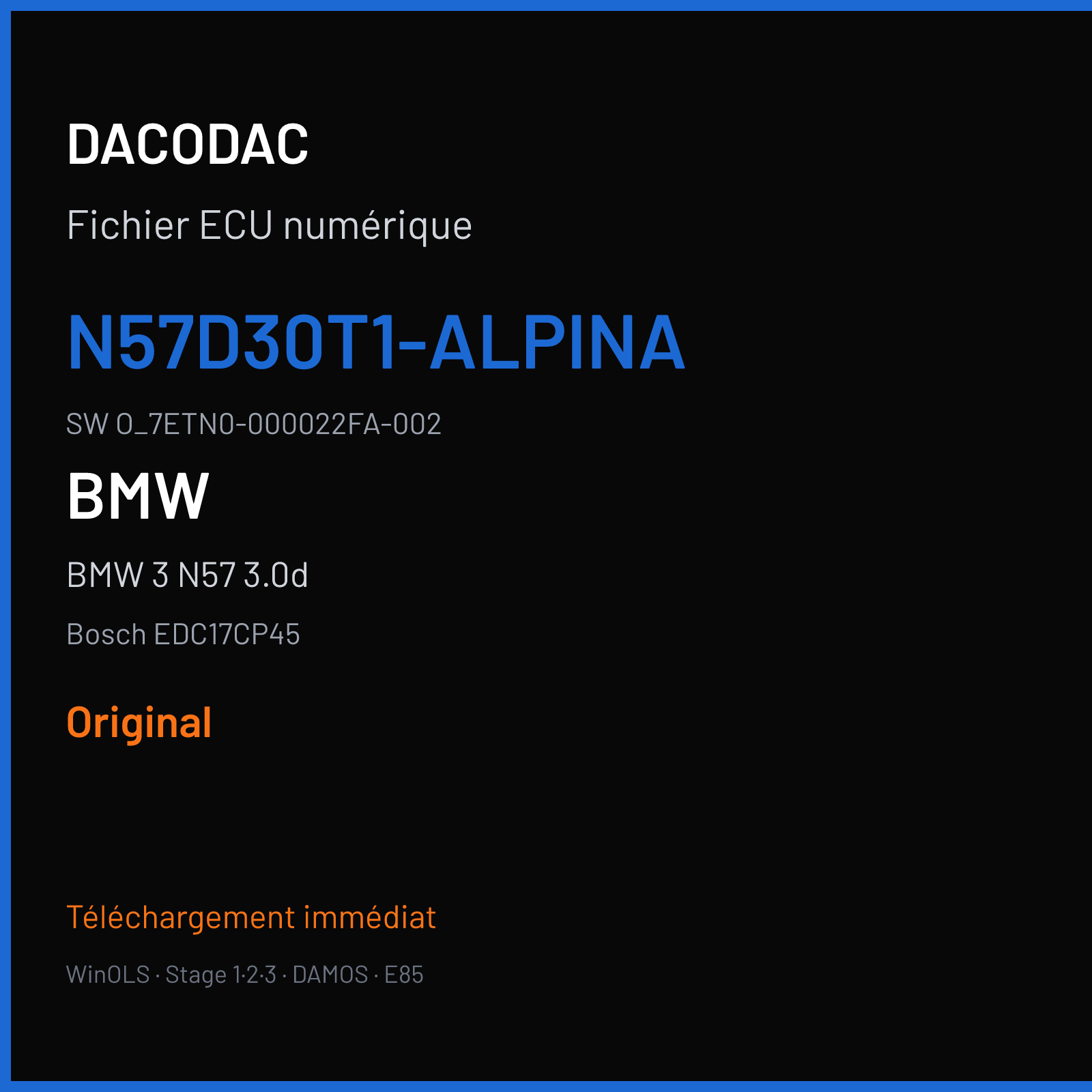 BMW 3 N57 3.0d (2015) — Bosch EDC17CP45 — N57D30T1-ALPINA · O_7ETN0-000022FA-002 — Original