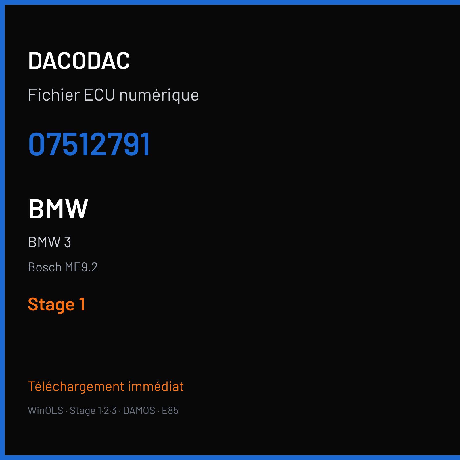 BMW 3 — Bosch ME9.2 — 07512791 — Stage 1