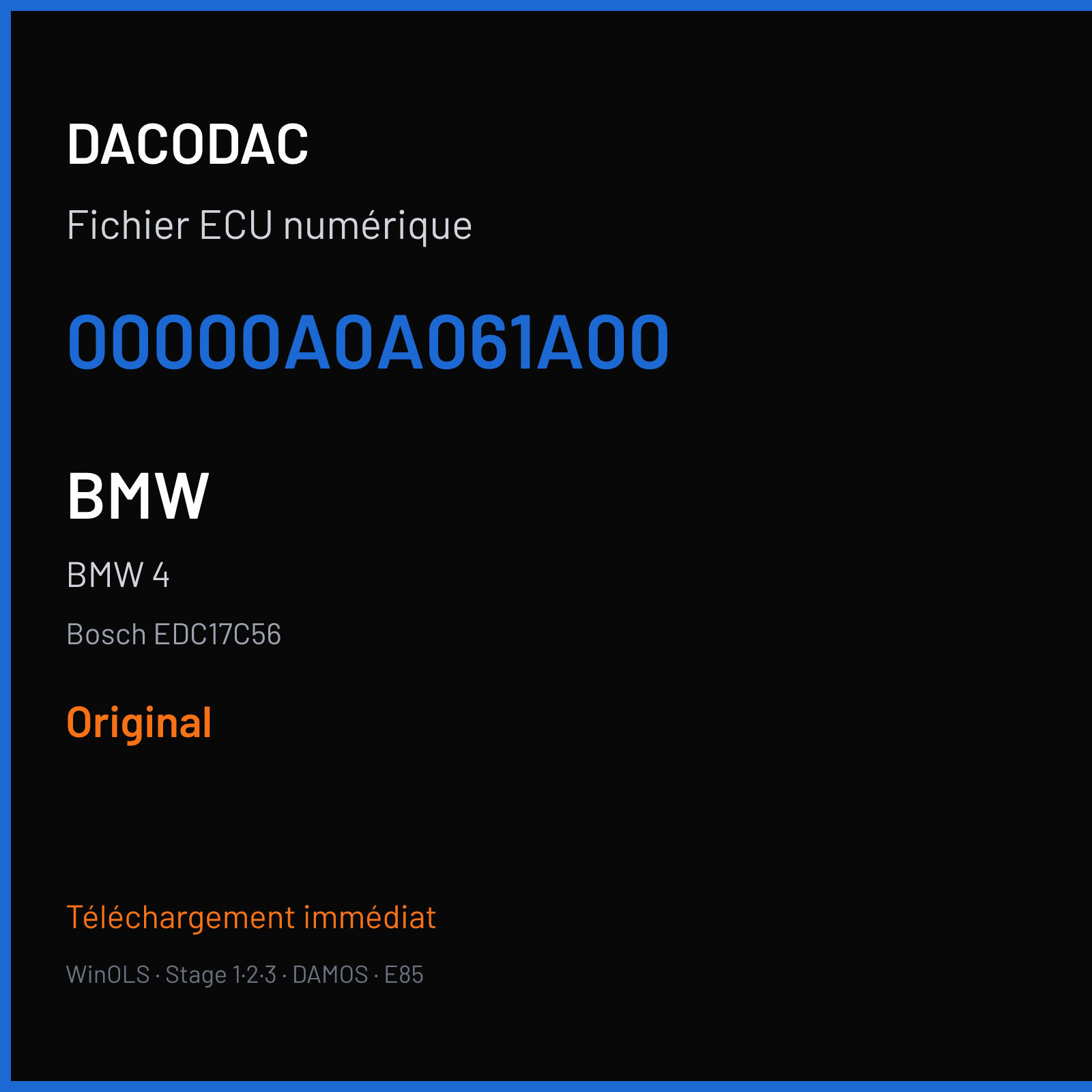 BMW 4 — Bosch EDC17C56 — 00000A0A061A00 — Original