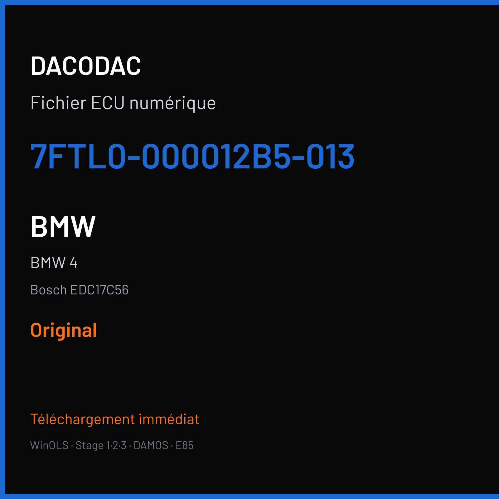 BMW 4 (2014) — Bosch EDC17C56 — 7FTL0-000012B5-013 — Original