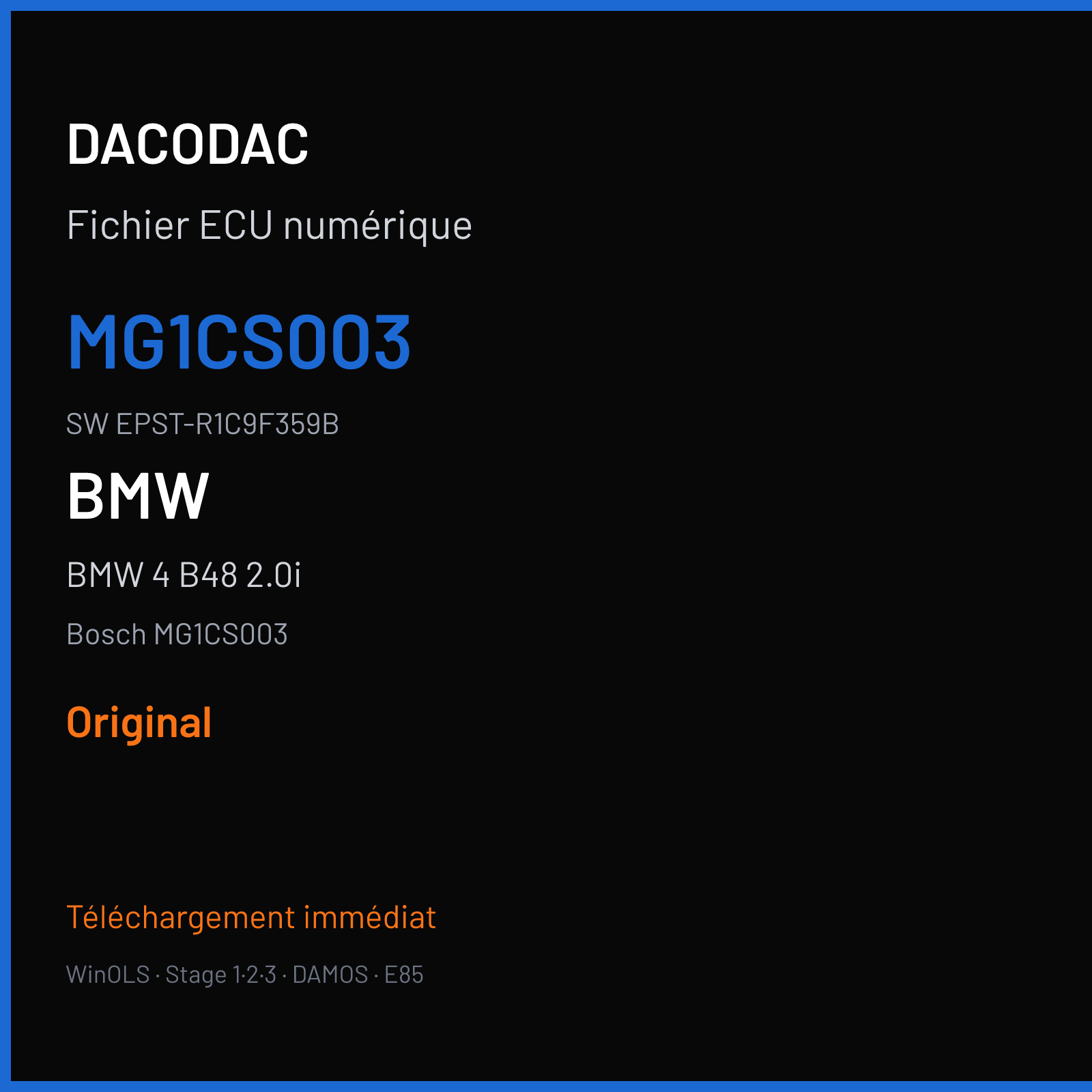 BMW 4 B48 2.0i (2016) — Bosch MG1CS003 — MG1CS003 · EPST-R1C9F359B — Original