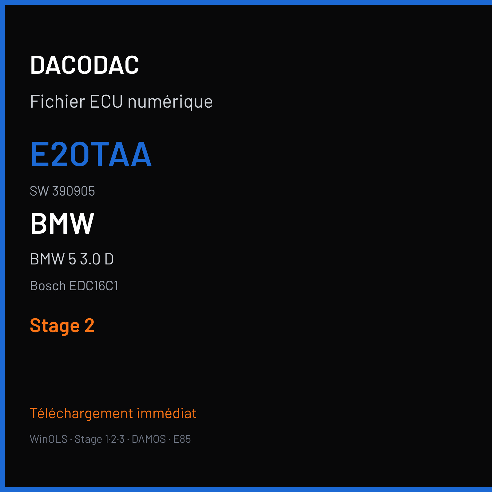 BMW 5 3.0 D (2005) — Bosch EDC16C1 — E2OTAA · 390905 — Stage 2