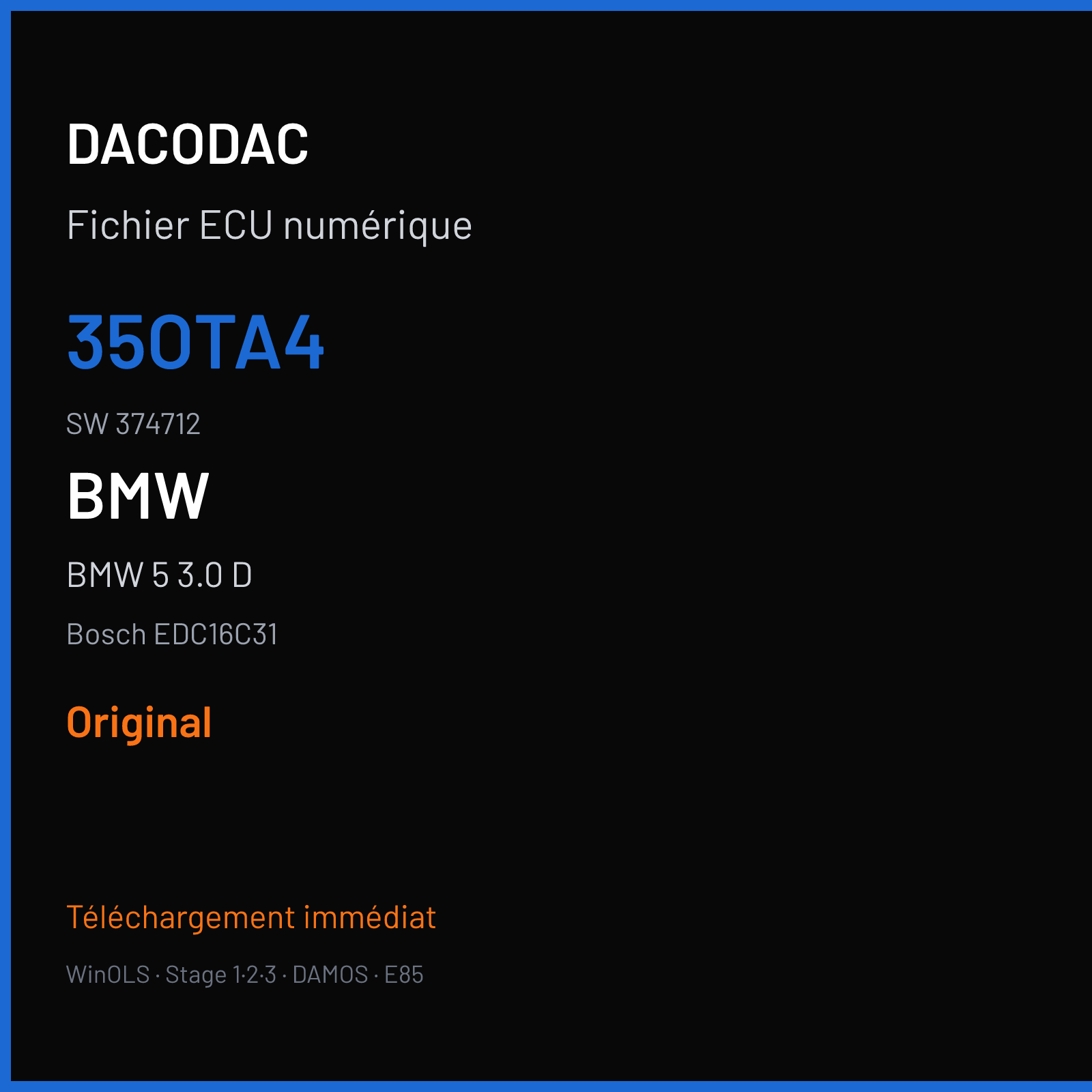 BMW 5 3.0 D (2005) — Bosch EDC16C31 — 35OTA4 · 374712 — Original
