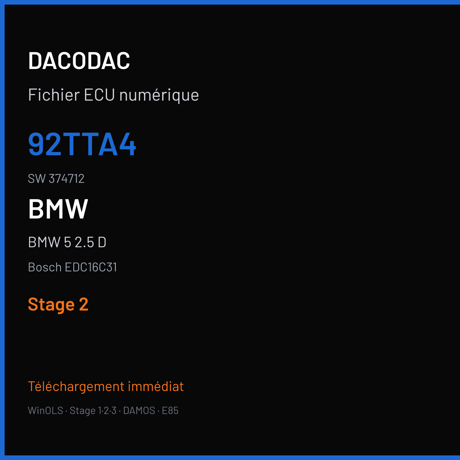 BMW 5 2.5 D — Bosch EDC16C31 — 92TTA4 · 374712 — Stage 2