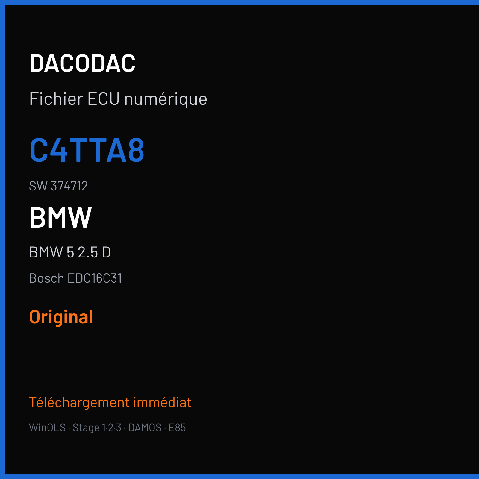 BMW 5 2.5 D (2007) — Bosch EDC16C31 — C4TTA8 · 374712 — Original