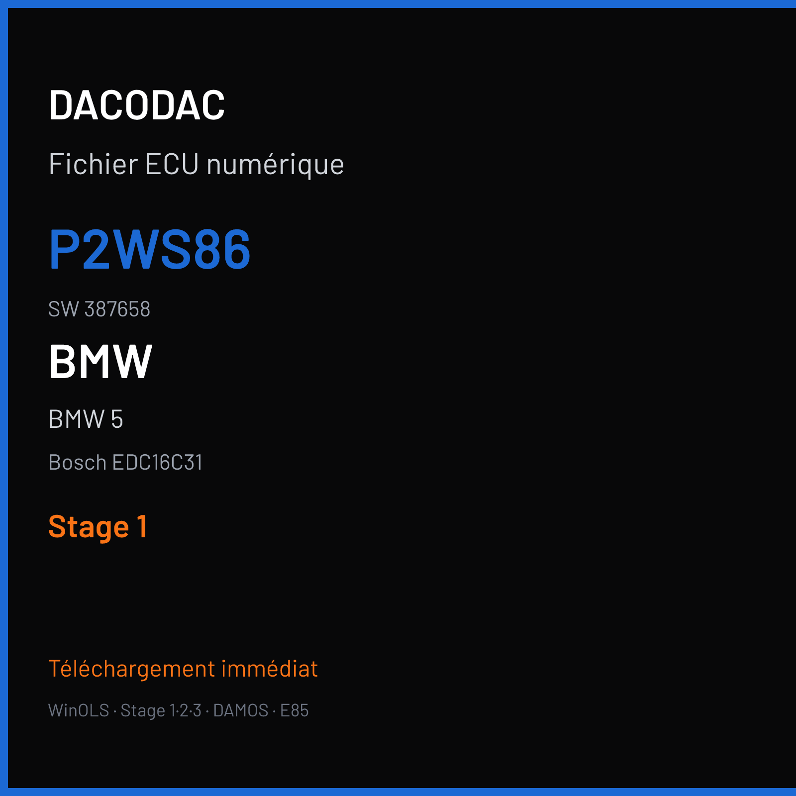 BMW 5 (2005) — Bosch EDC16C31 — P2WS86 · 387658 — Stage 1