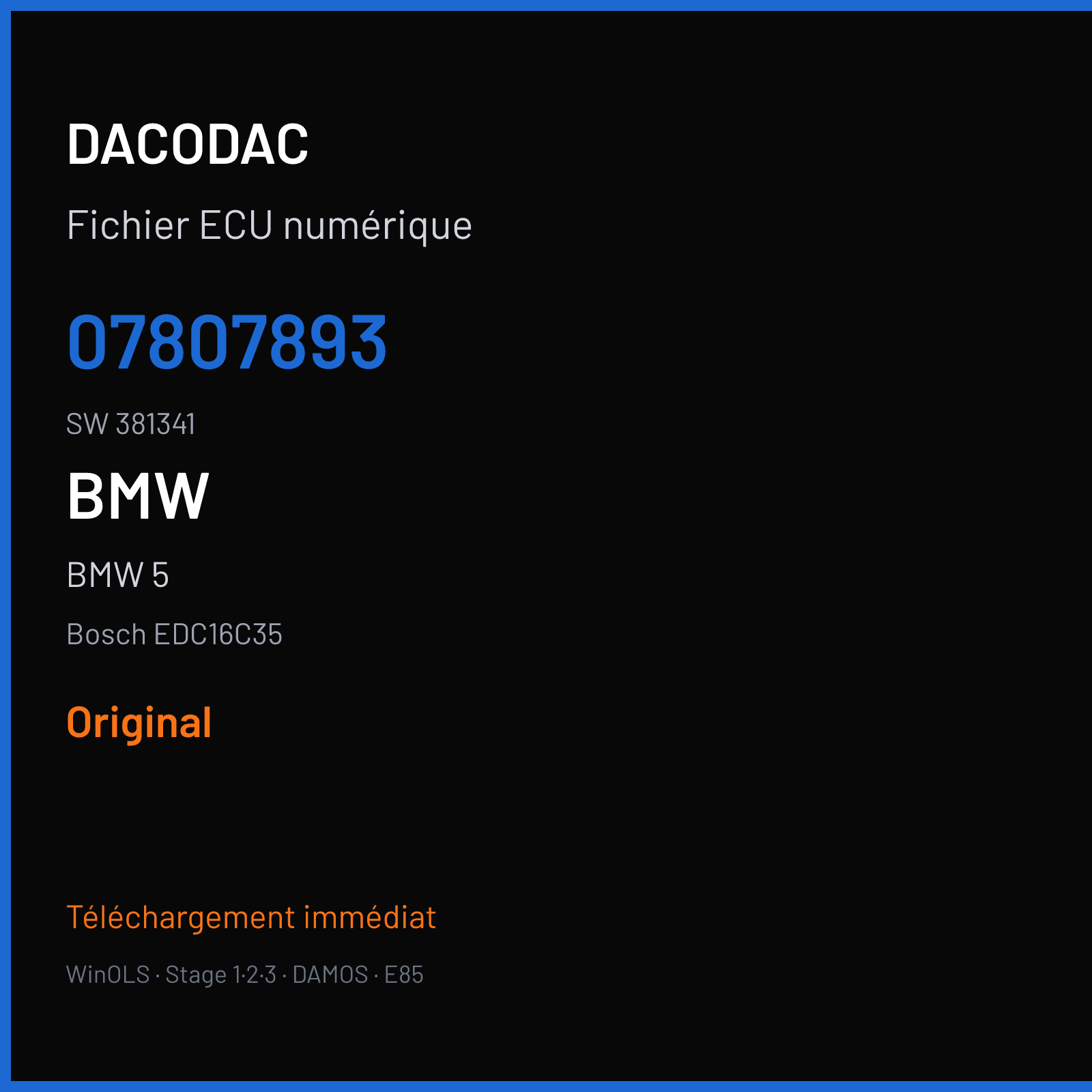 BMW 5 (2007) — Bosch EDC16C35 — 07807893 · 381341 — Original