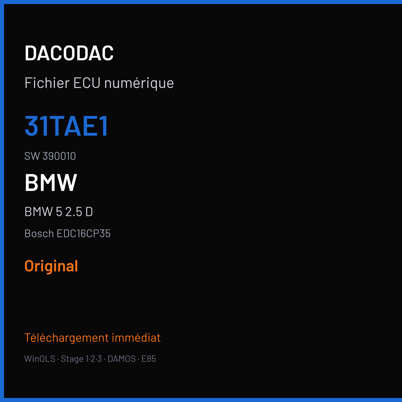 BMW 5 2.5 D (2008) — Bosch EDC16CP35 — 31TAE1 · 390010 — Original